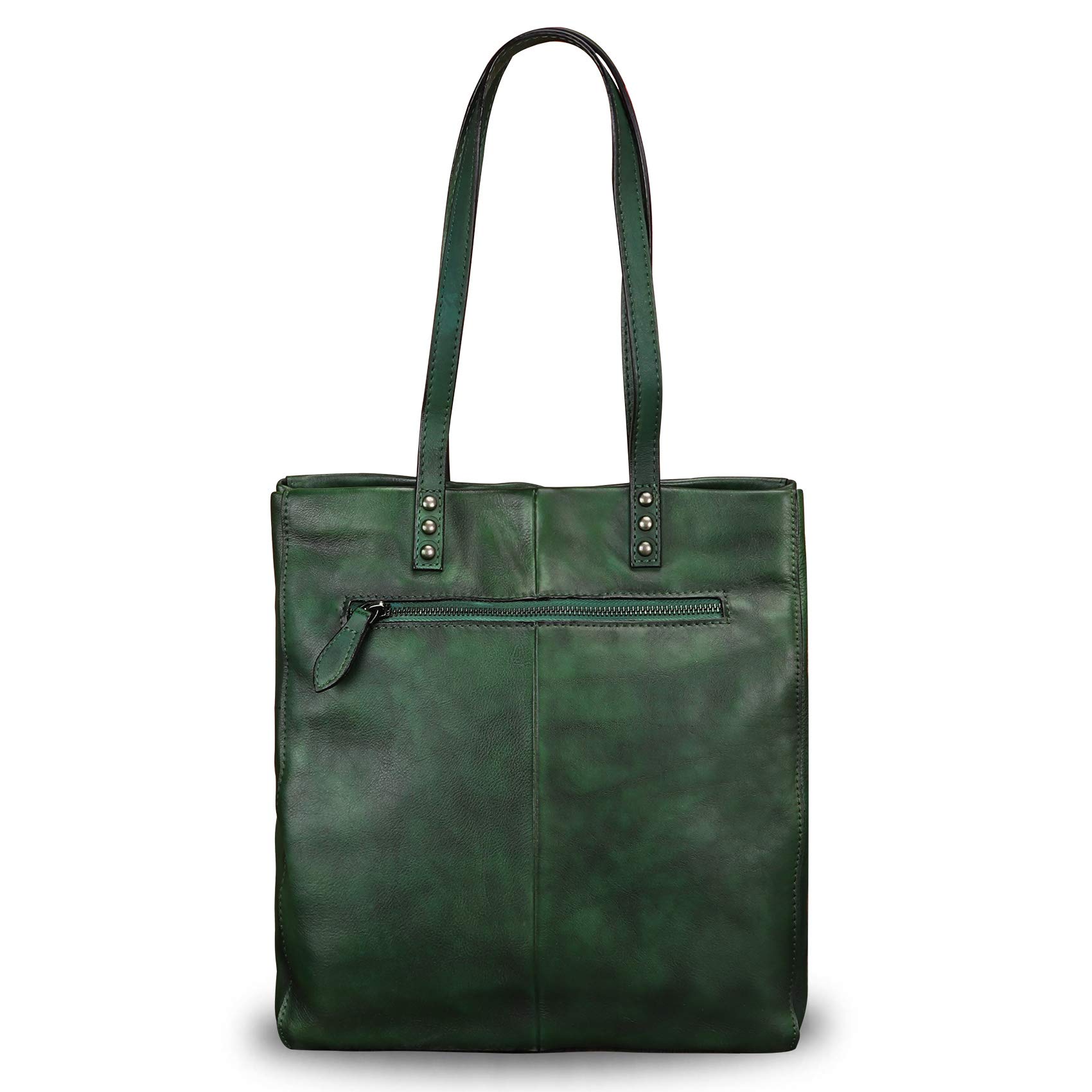Genuine Leather Tote Bag for Women - Handmade Satchel Purse with Top Handle & Shoulder Strap - Vintage Style Work Bag, Travel & Everyday Use