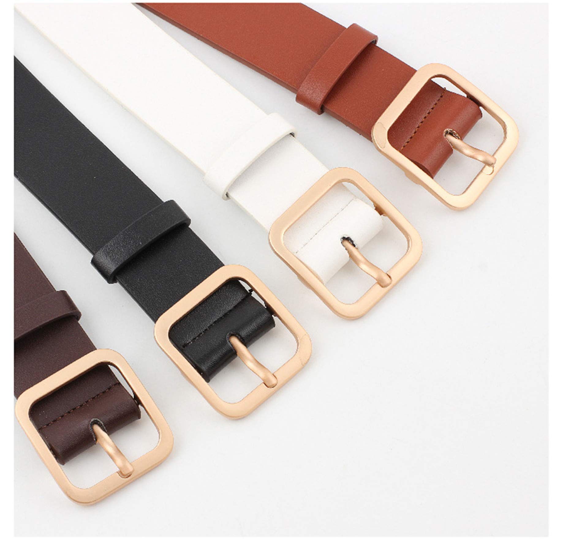 Andongnywell Women's Leather Belt for Dresses & Jeans - Classic Buckle Waist Strap for Everyday Wear