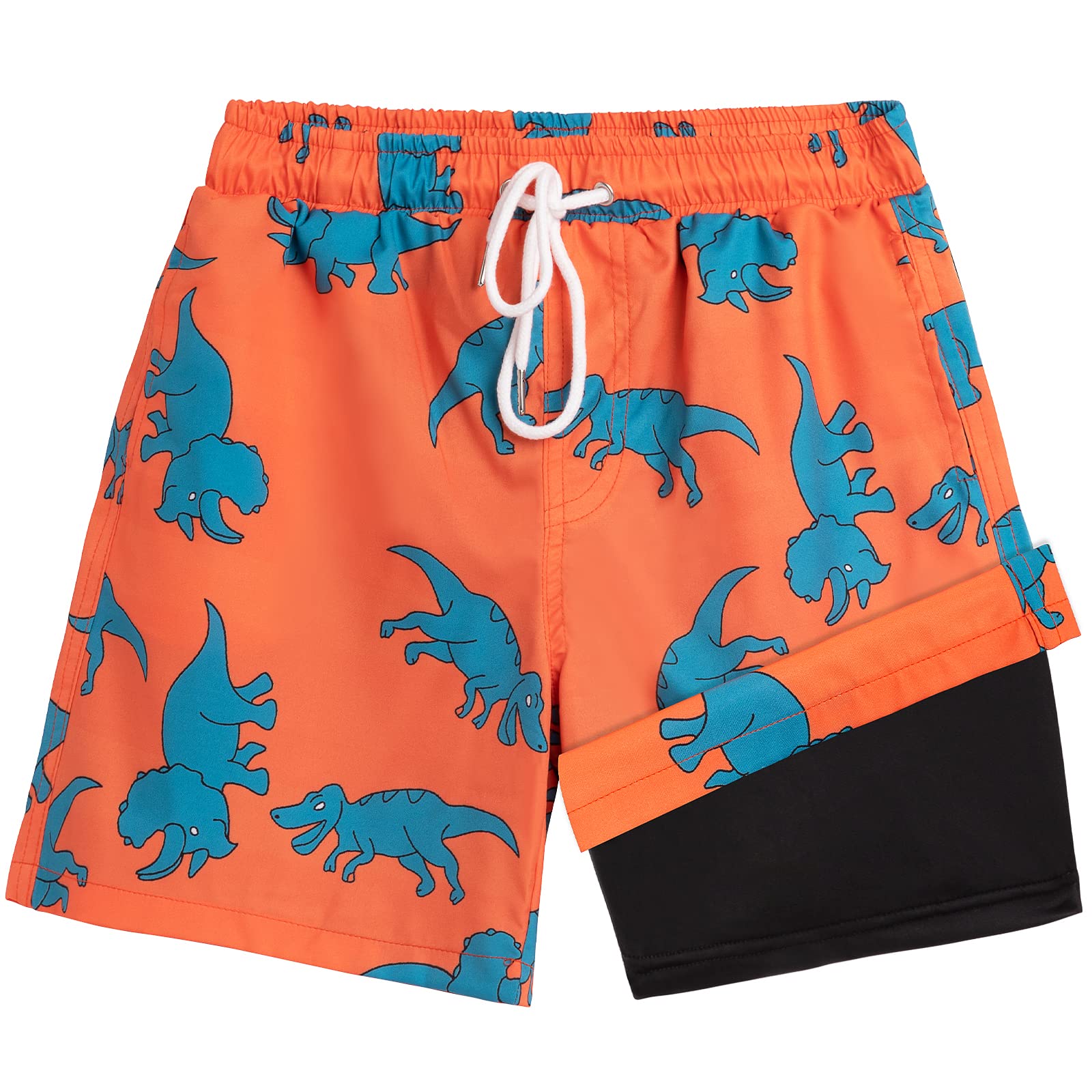 **Boys Swim Trunks Quick Dry with Boxer Brief Liner - UPF 50+ Sun Protection for Beach, Pool & Water Sports**    *Use Case: Perfect for swimming, surfing, beach vacations, and summer outdoor activities.*