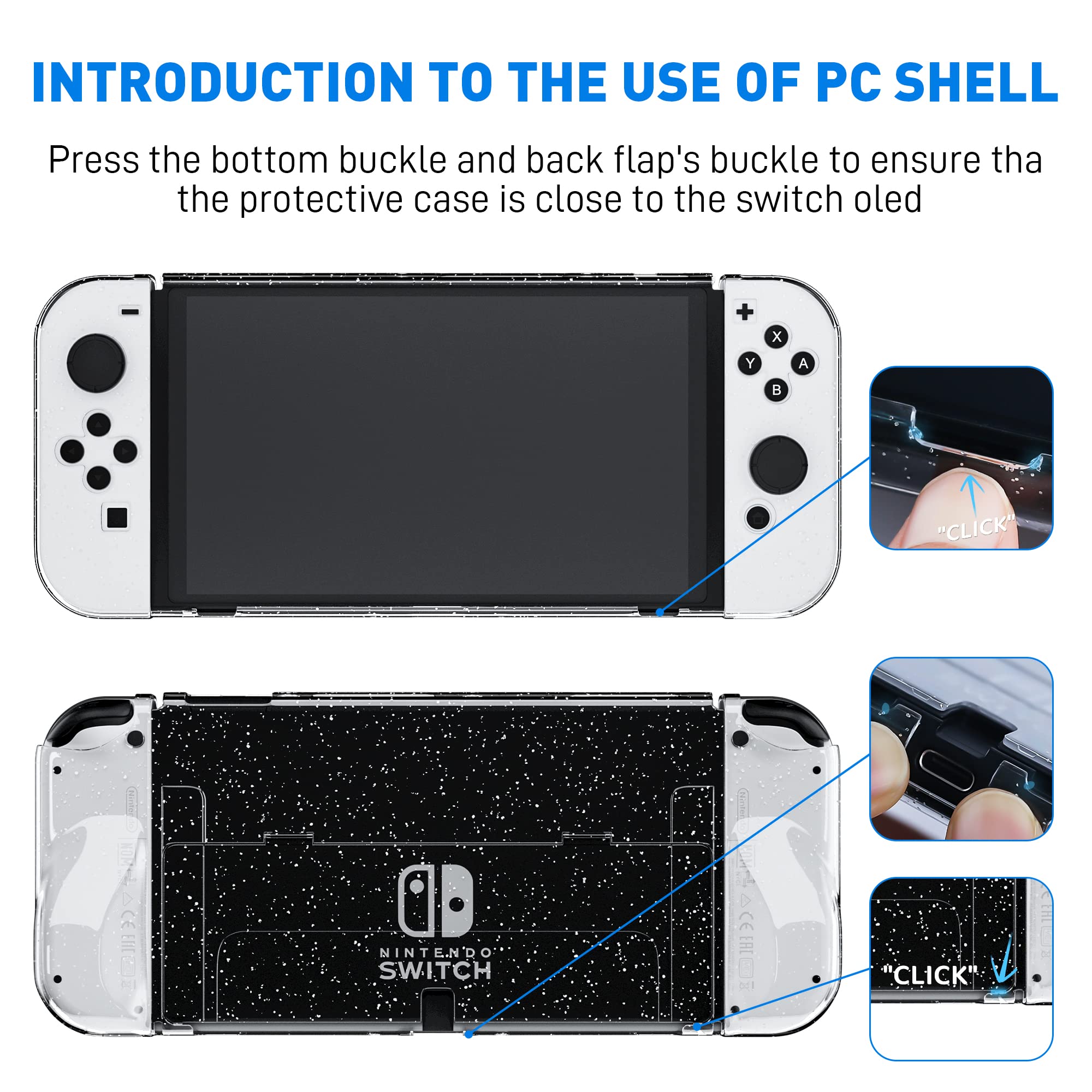 FANPL Glitter Case for Nintendo Switch OLED Model 2021 - Dockable Protective Shell with Sparkle Soft TPU Cover & Ergonomic Joycon Grip | Perfect for Gaming Protection and Stylish Play