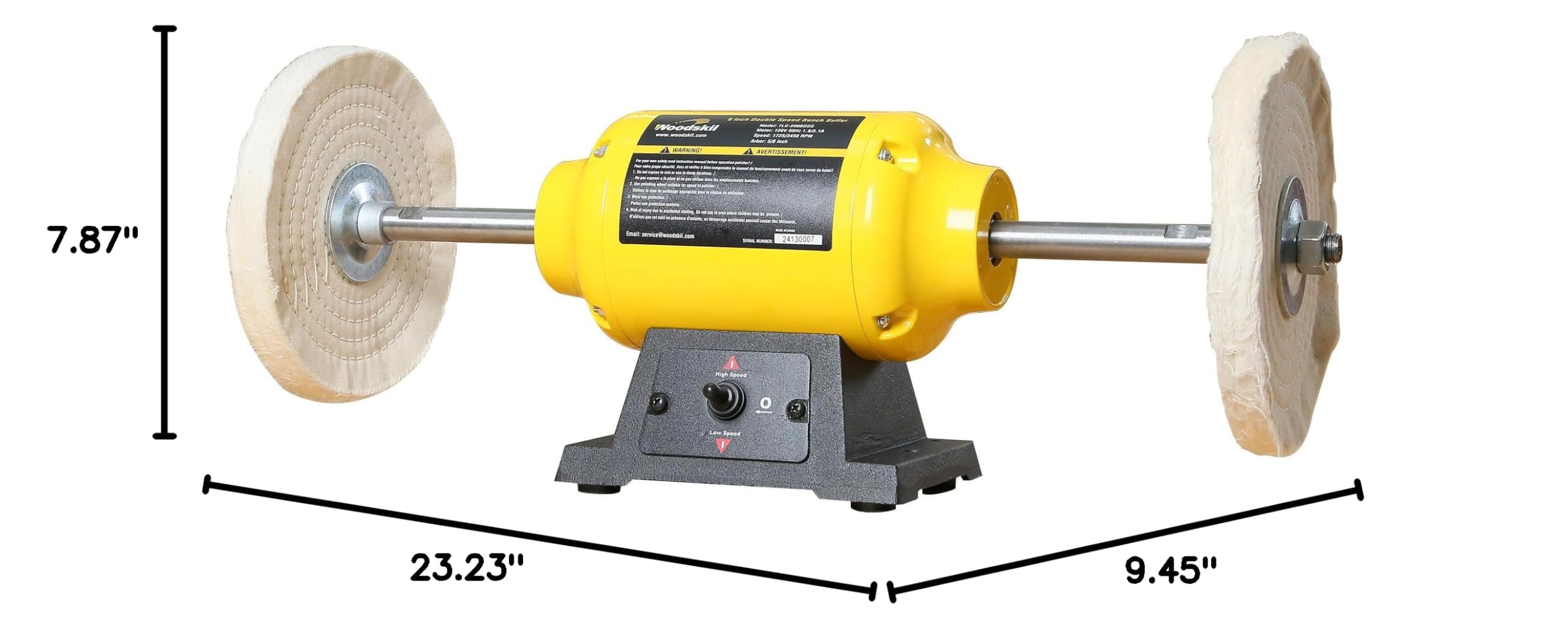 8-Inch Dual Speed Bench Buffer Polisher (1725/3450 RPM) with 2 Fiber Wheels - Metal, Jewelry, Wood, Jade & Plastic Polishing Machine for DIY, Workshop & Professional Use