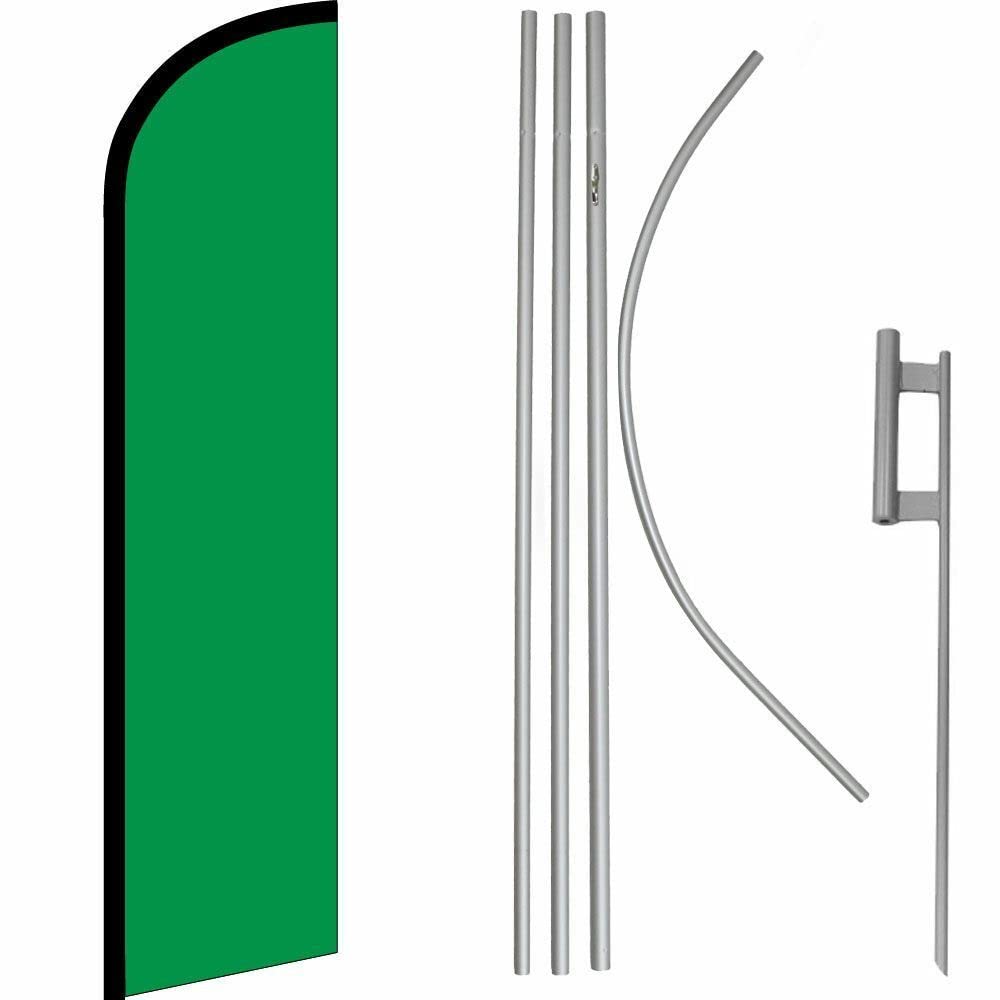 PIÑATAS OLE Solid Green Windless Banner Flag - 16' Flagpole Kit with Ground Stake - Perfect for Outdoor Events, Parades, and Backyard Decorations