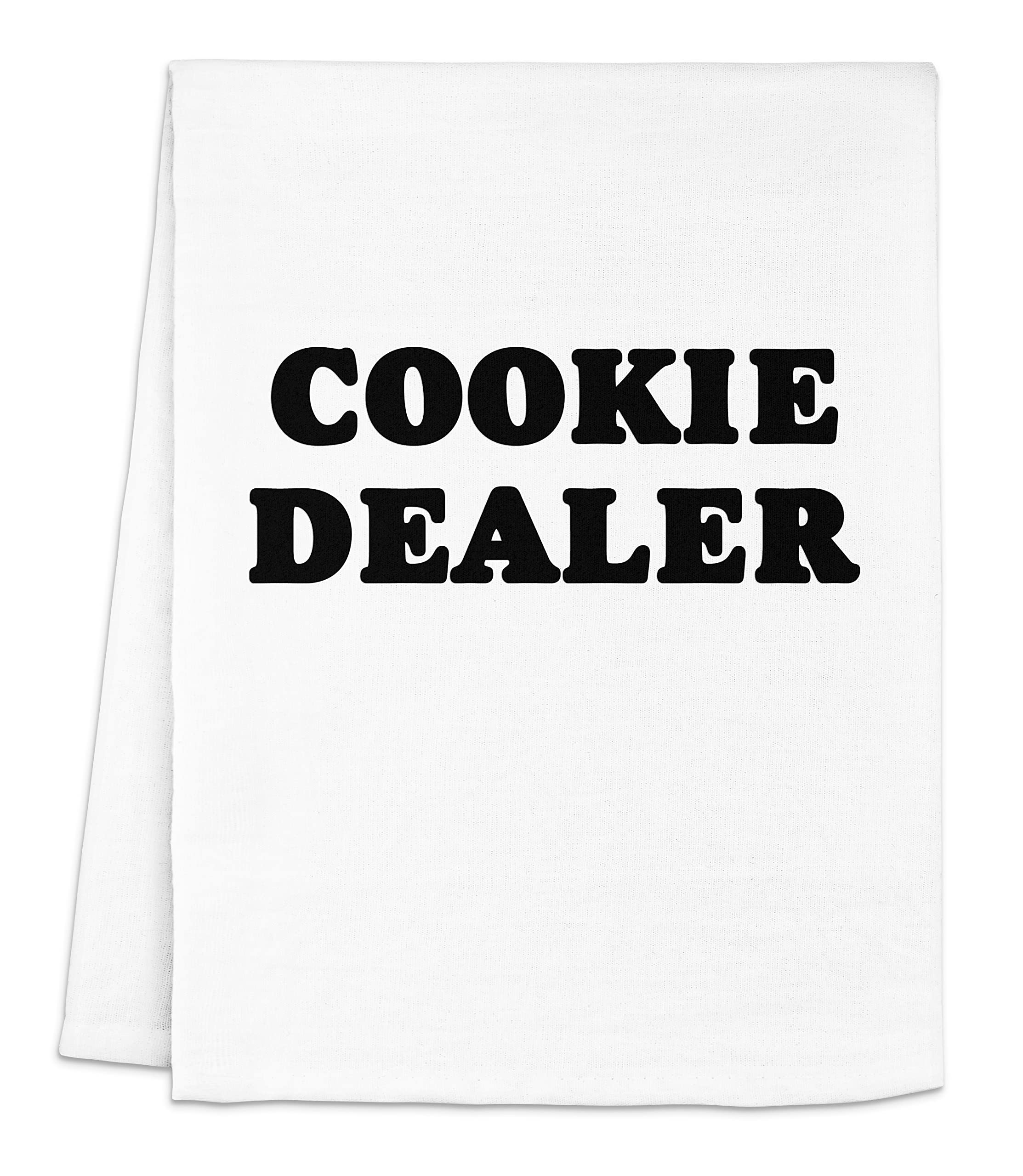 Funny Dish Towel - Cookie Dealer Flour Sack Kitchen Towel for Baking & Cooking | Sweet Housewarming Gift Idea | Farmhouse Kitchen Decor in White or Gray | Perfect for Holiday Gifts, Bridal Showers & Cozy Home Decor