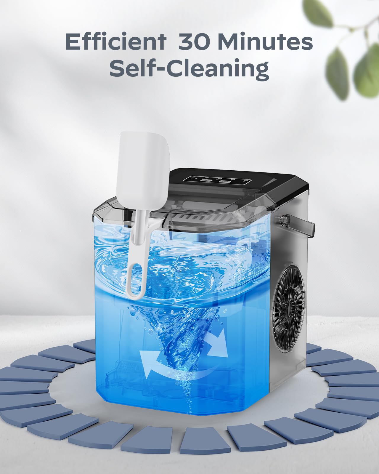 Silonn Countertop Ice Maker - 26 lbs/Day, 9 Cubes in 6 Mins, Self-Cleaning Portable Ice Machine with Basket & Scoop - Perfect for Home, Office, RV, and Outdoor Parties (Stainless Steel)