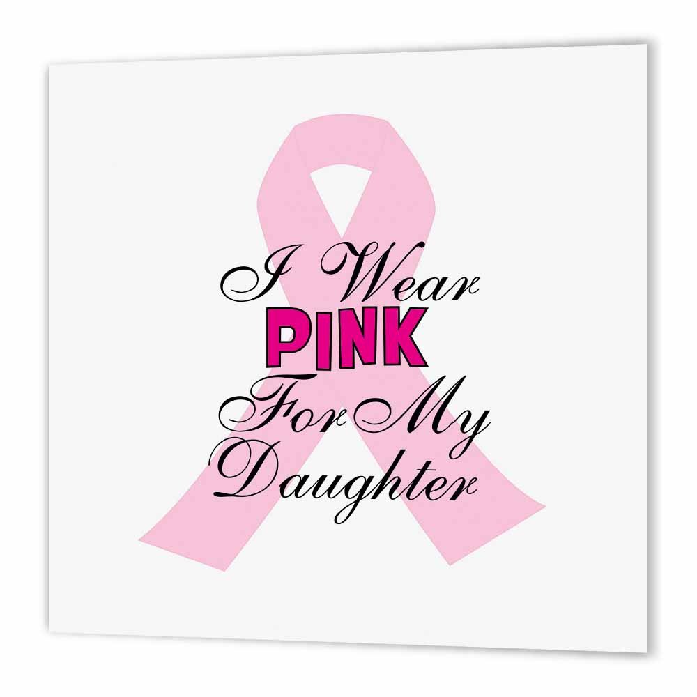 3dRose Pink Ribbon Iron-On Heat Transfer - 'I Wear Pink for My Daughter' Design 10x10 Inch for White Fabric | Breast Cancer Awareness, DIY T-Shirt Decoration, Mother-Daughter Bonding Craft