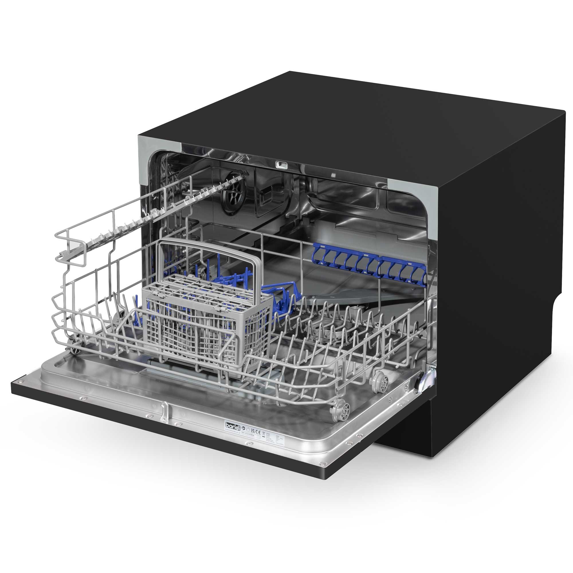 Baridi Compact Tabletop Dishwasher - 6 Place Settings, 6 Wash Programs, Ultra Quiet (42dB), 6.5L Capacity in Sleek Black (Model DH85) | Perfect for Small Apartments, RVs, Dorms & Office Break Rooms