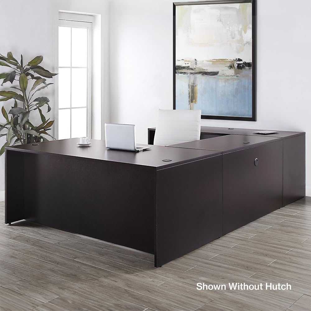 U-Shaped Office Desk with Reversible Bridge & 2-Drawer File Cabinet - 71