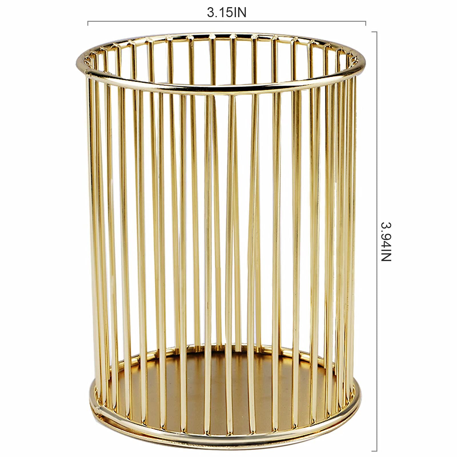Golden Metal Wire Pen & Pencil Holder - Stylish Desk Organizer for Stationery & Makeup Brushes - Perfect for Office, School & Home Workspace Organization (1PC)