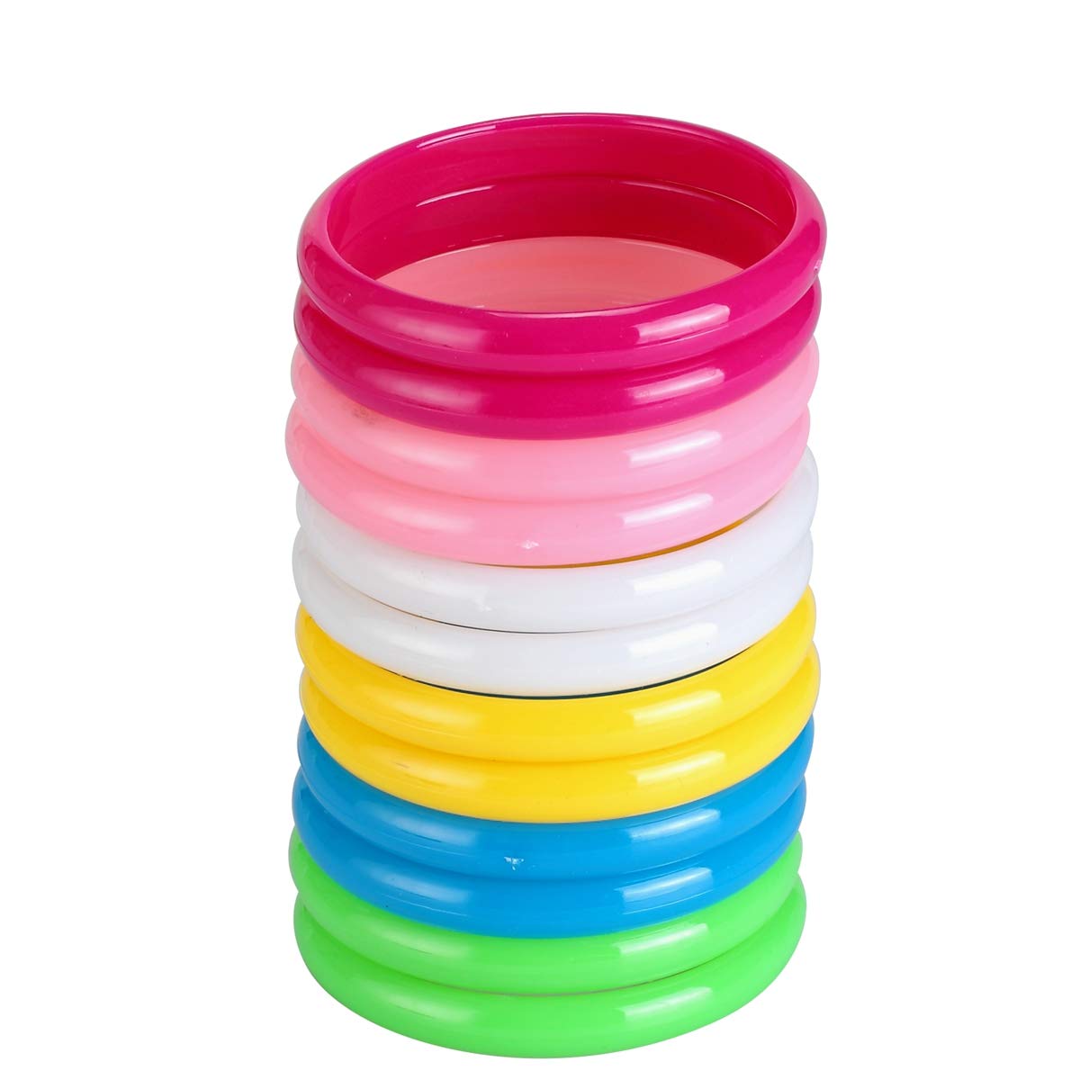 BinaryABC Plastic Bangle Bracelets - 12pcs Candy Color Party Favors for Women, Adult Size | Perfect for Birthday Parties, Bridal Showers & Festive Events