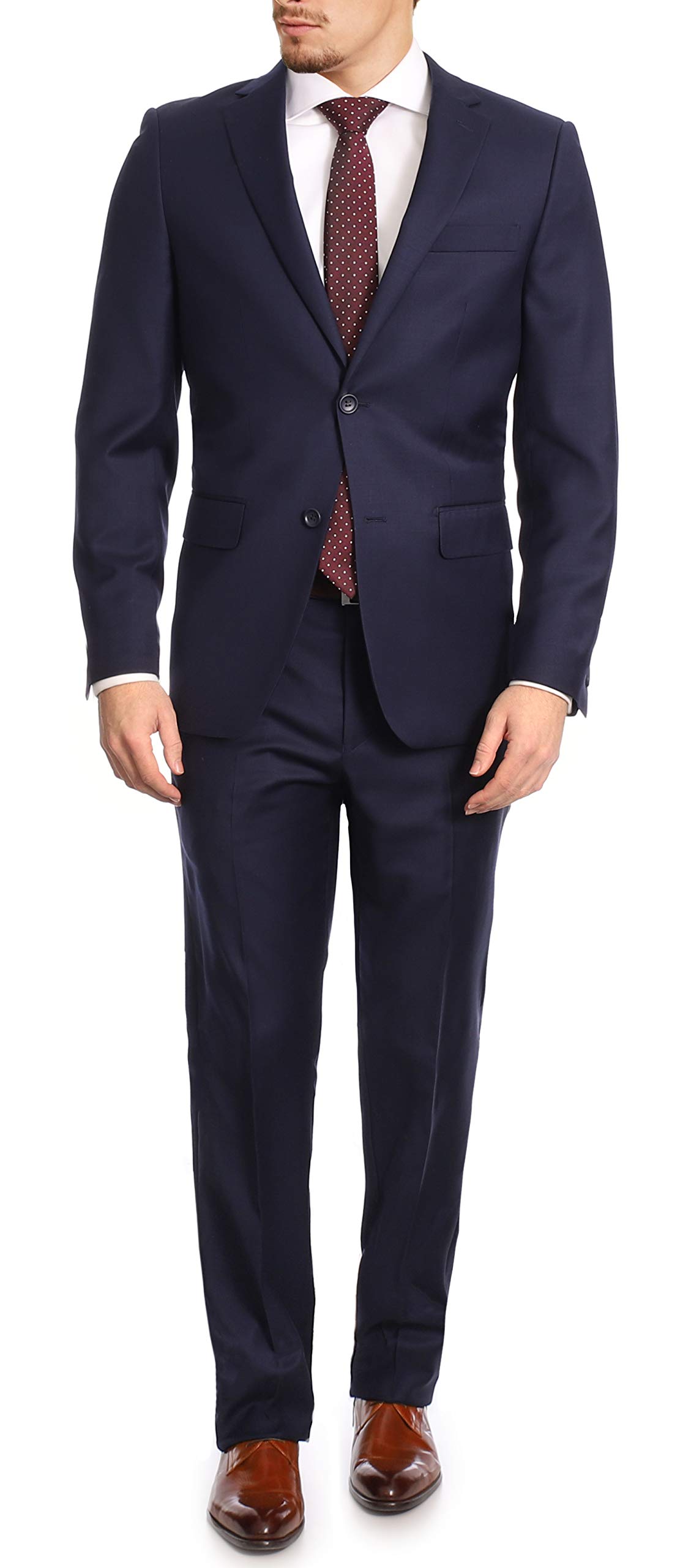 Men's Classic Fit Two-Button 100% Wool Suit Set - Perfect for Business Meetings, Weddings & Formal Events