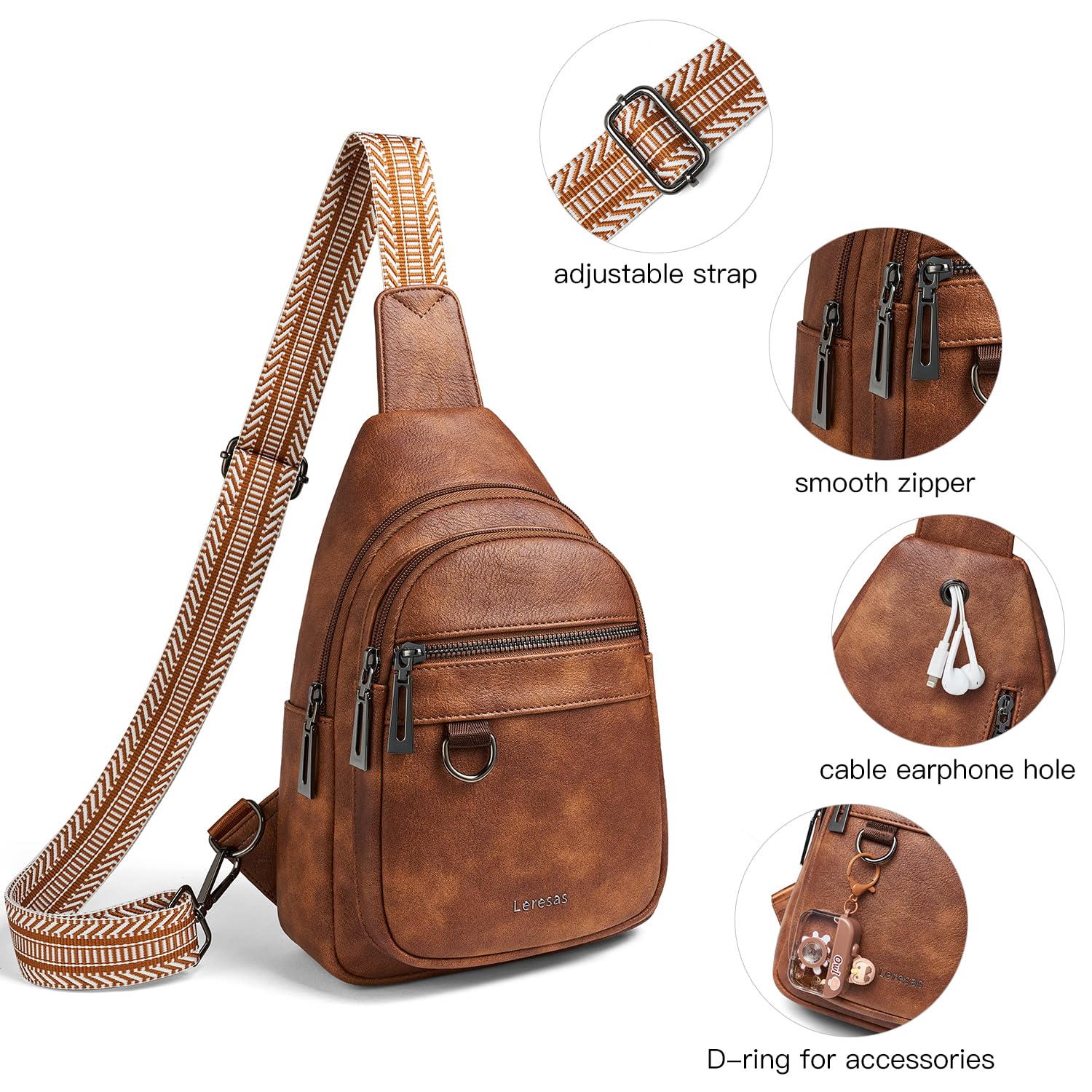 7L Vegan Leather Sling Bag for Women & Men - Crossbody Fanny Pack, Shoulder Bag, Anti-Theft Travel Purse - Perfect for Gym, Hiking, Commuting & Daily Use