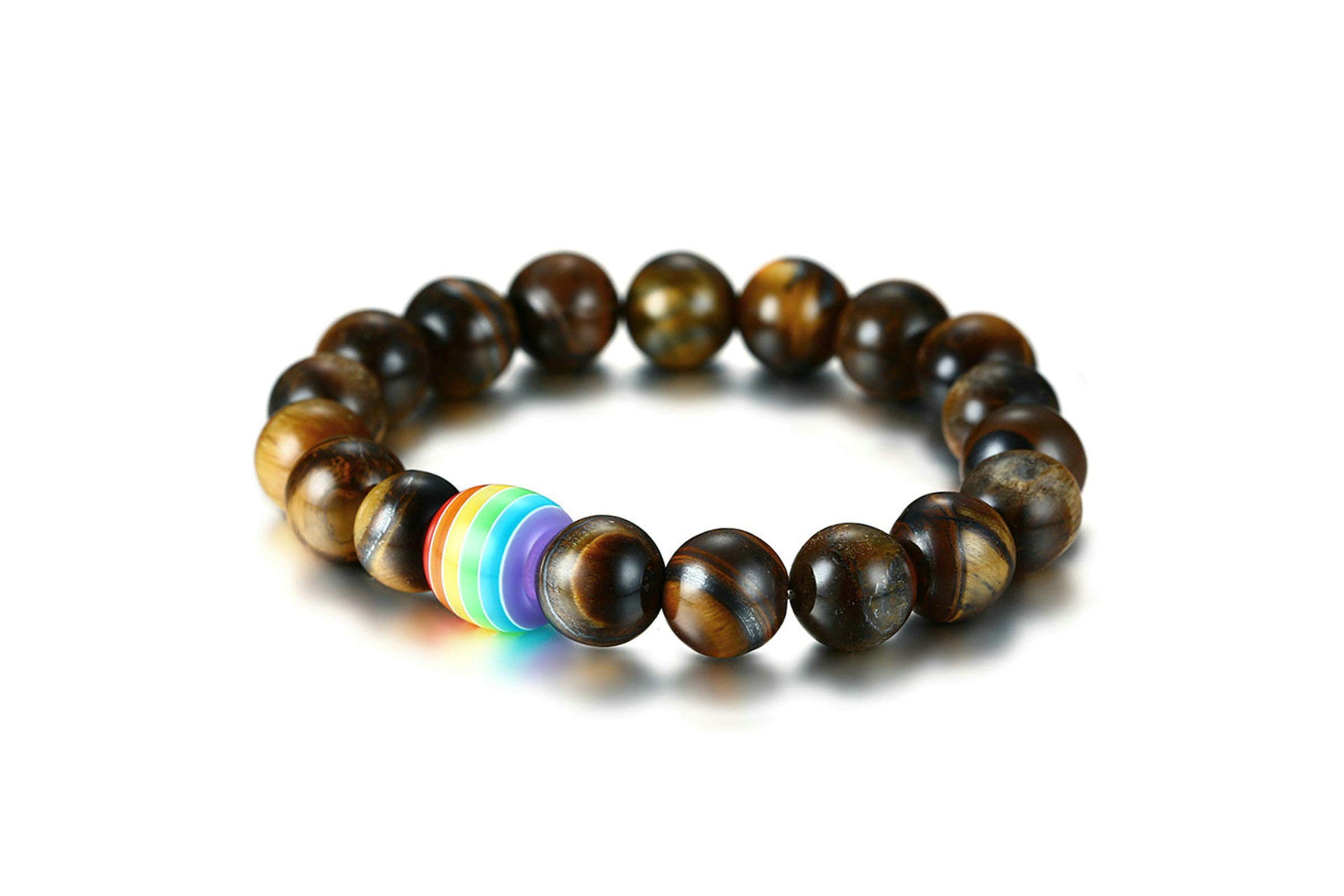 KnSam Stainless Steel Bracelet for Men & Women - Silver & Black Beaded Charm Bracelet with Elastic Band - Unisex Fashion Jewelry for Casual Wear, Gifts & Everyday Style