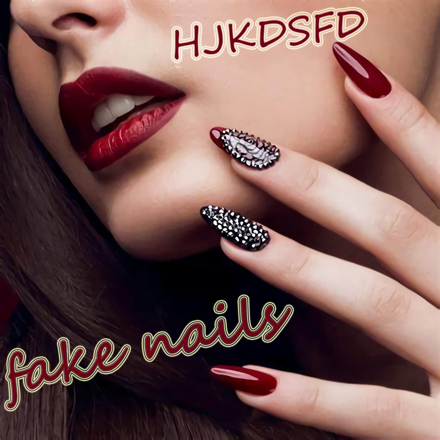 Christmas Press on Nails Medium Length - 24Pcs Matte Acrylic Fake Nails with Nail Glue - Snowflake Sled Stripe Design Artificial Nails for Women & Girls - Perfect for Holiday Parties, Gift Giving & Winter Manicure Decorations (Red)
