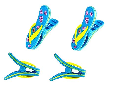 2 Pack Jumbo Flip Flop Beach Towel Clips - Heavy Duty Chair Clips for Pool, Cruise, Patio & Stroller - Secure Towels, Blankets & Snacks - Waterproof Outdoor Accessories by C&H Solutions (Ideal for Beach, Poolside & Travel Use)
