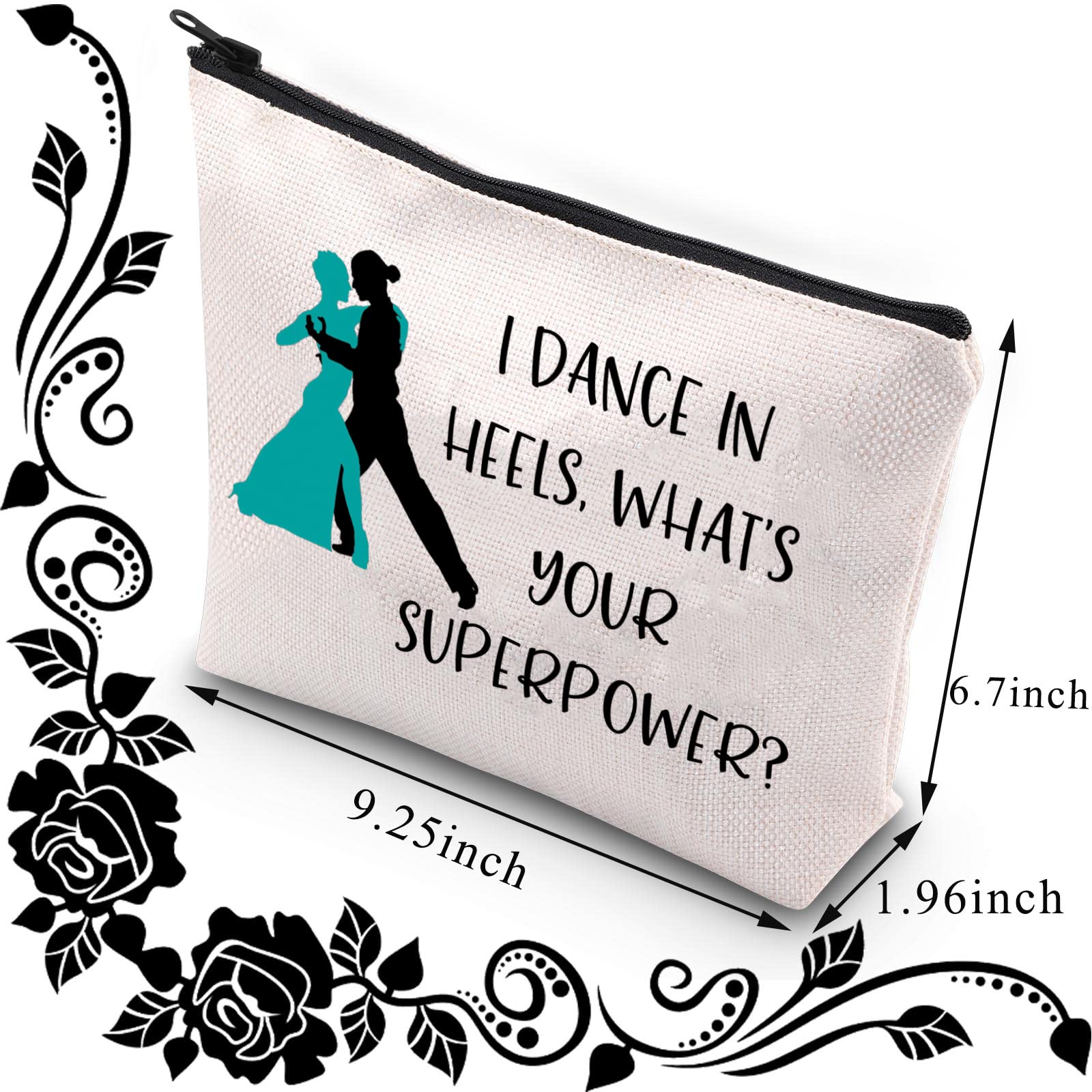 PLITI Ballroom Dancer Gift - Ballroom Dance Teacher Makeup Bag for Dance Heels Superpower - Zipper Pouch for Dance Accessories, Perfect for Dance Classes, Competitions & Practice Sessions