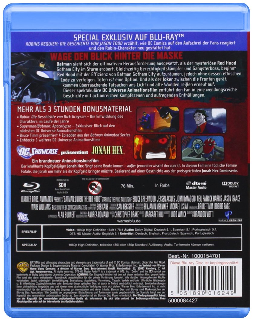 Batman Under The Red Hood Blu-ray - DC Animated Movie, Action-Packed Superhero Film - Perfect for Movie Nights & DC Fans Collection