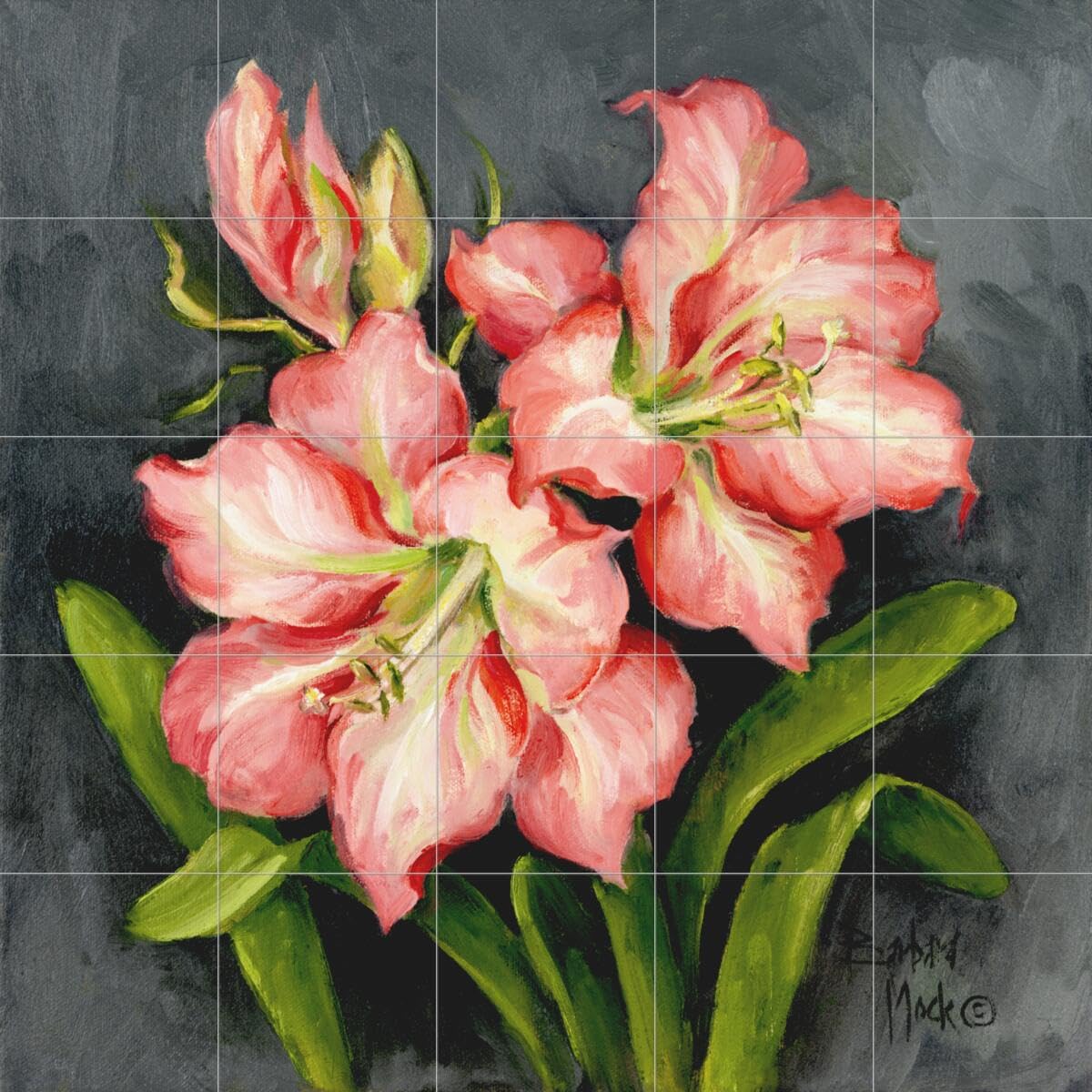 Ceramic Backsplash Tile Mural - Floral Flower Design for Kitchen & Bathroom - Starburst Lily Pair by Barbara Mock - Perfect for Home Renovation & DIY Decor Projects