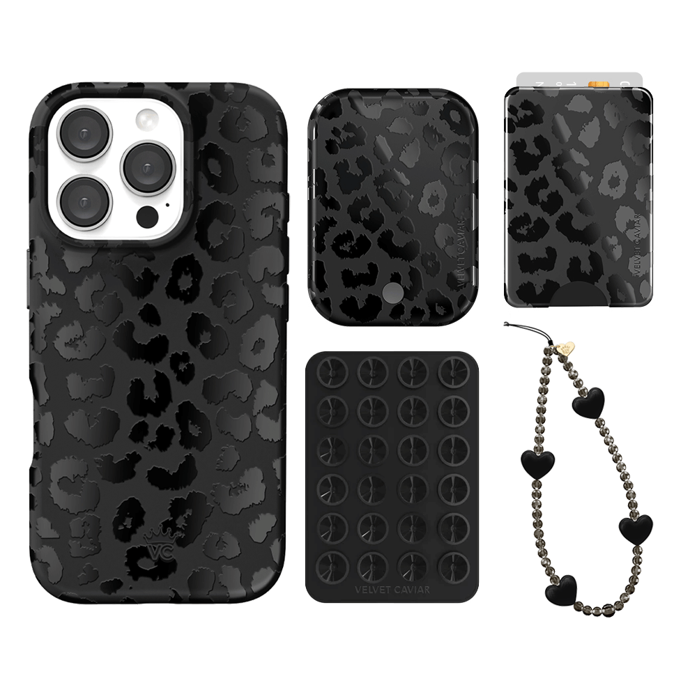 Black Leopard Print iPhone Case with Wallet Holder - Stylish & Functional Phone Accessory for Women & Men | Perfect for Everyday Use, Travel & Shopping