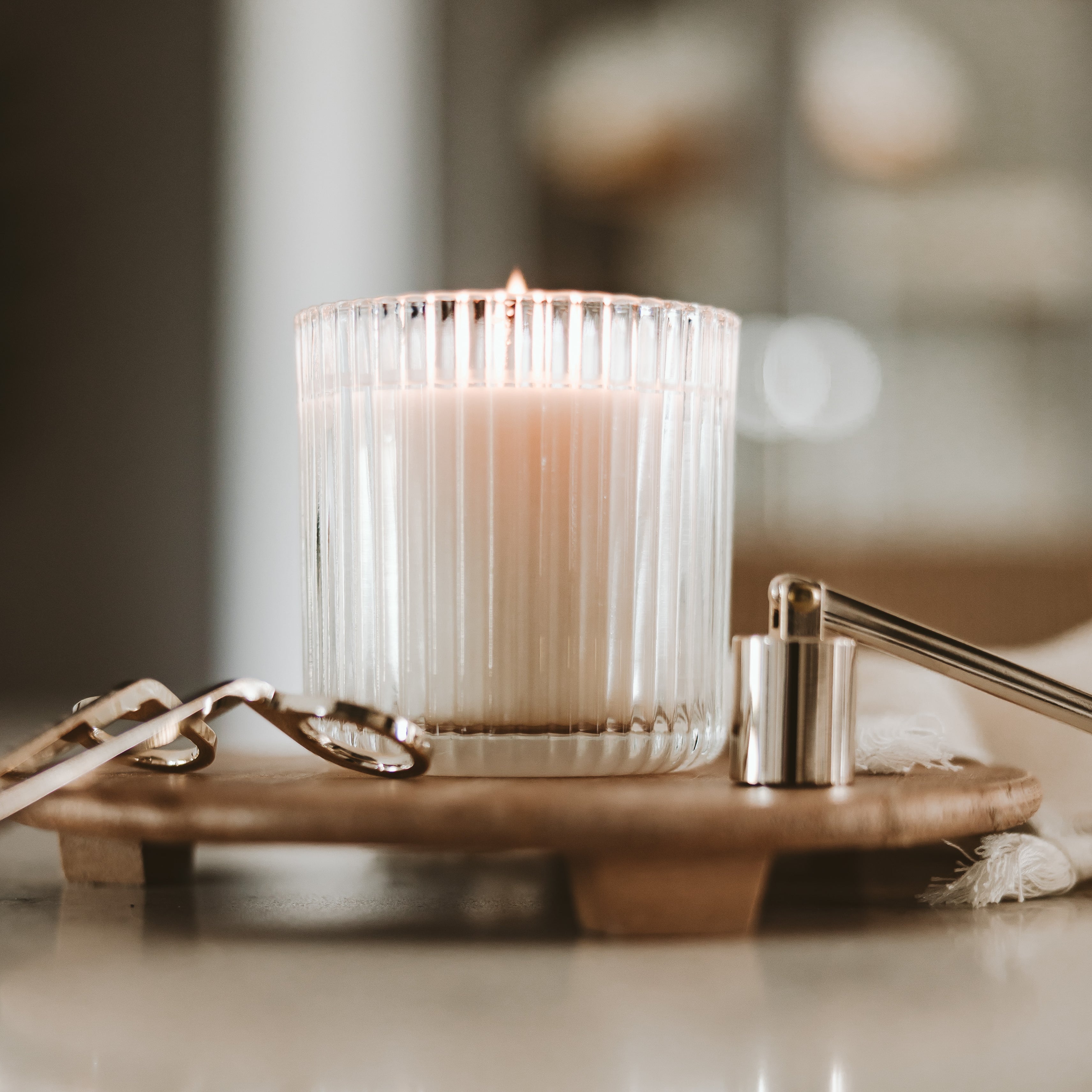 Premium Fluted Soy Candle - Autumn Spice Scented, Eco-Friendly, Long-Lasting - Perfect for Home Decor, Cozy Evenings & Fall Gift Giving