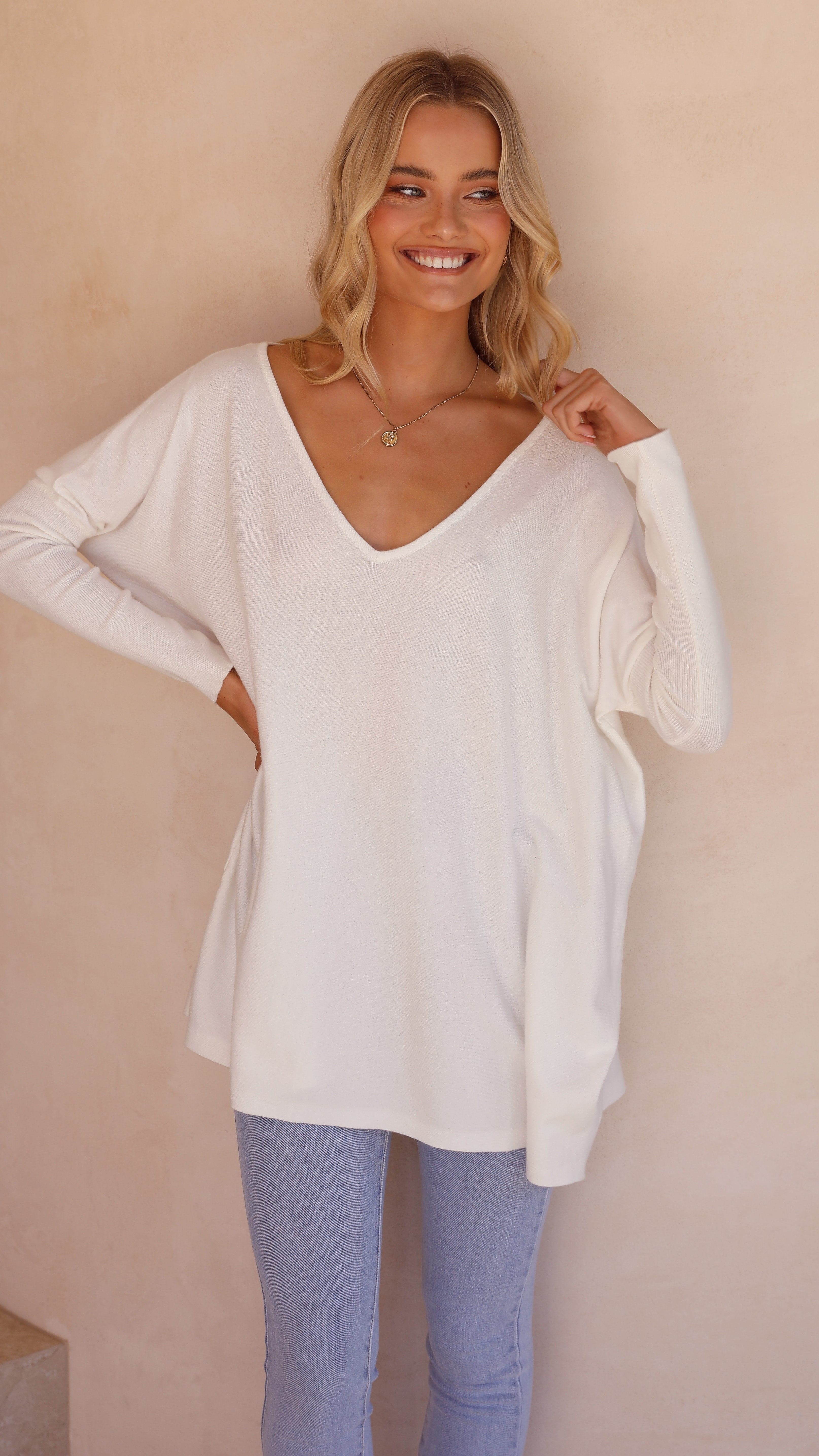 Amalia Knit Top Women's White Casual T-Shirt - Perfect for Everyday Wear, Office & Outings