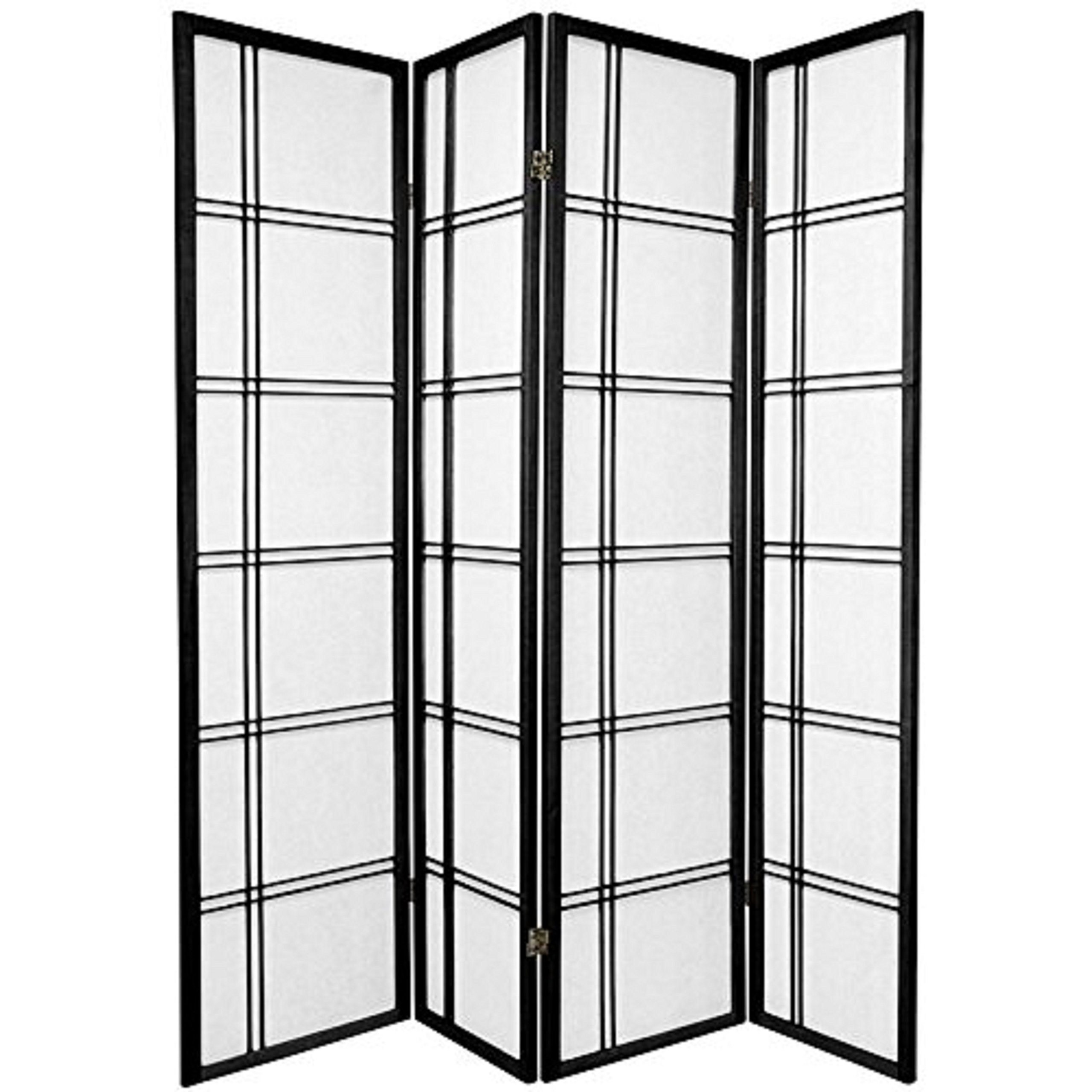 4 Panel Double Cross Room Divider Screen - Black Privacy Partition for Home, Office, Studio & Event Spaces