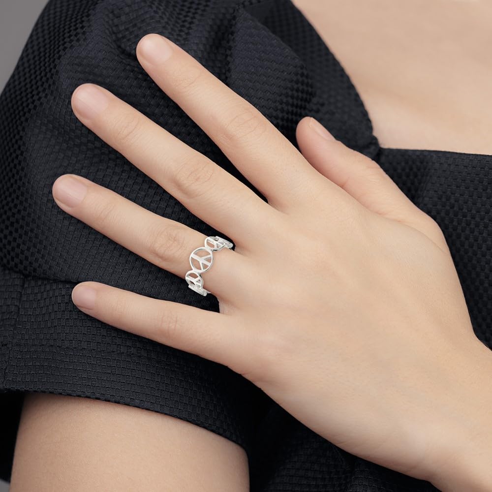 925 Sterling Silver Peace Ring for Women - Elegant Dainty Jewelry Gift for Her, Perfect for Anniversary, Birthday, Valentine's Day & Everyday Wear