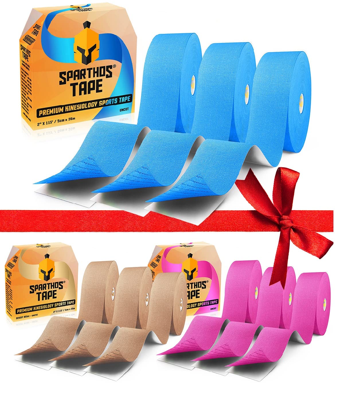 Sparthos Tape Color Bundle - 9 Rolls (Electric Blue, Desert Beige, Wild Pink) 115 ft. Uncut Per Roll | Multipurpose Adhesive Tape for Crafts, Packaging, Home & Office Organization