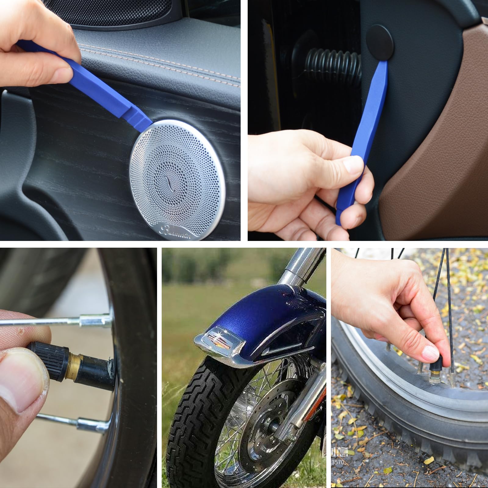 15-Piece Auto Trim Removal Tool Kit - Metal Car Pry Bar Fastener Remover Set for Door Panel, Window, Audio & Dashboard (Blue) - Perfect for DIY Car Repairs & Professional Auto Detailing