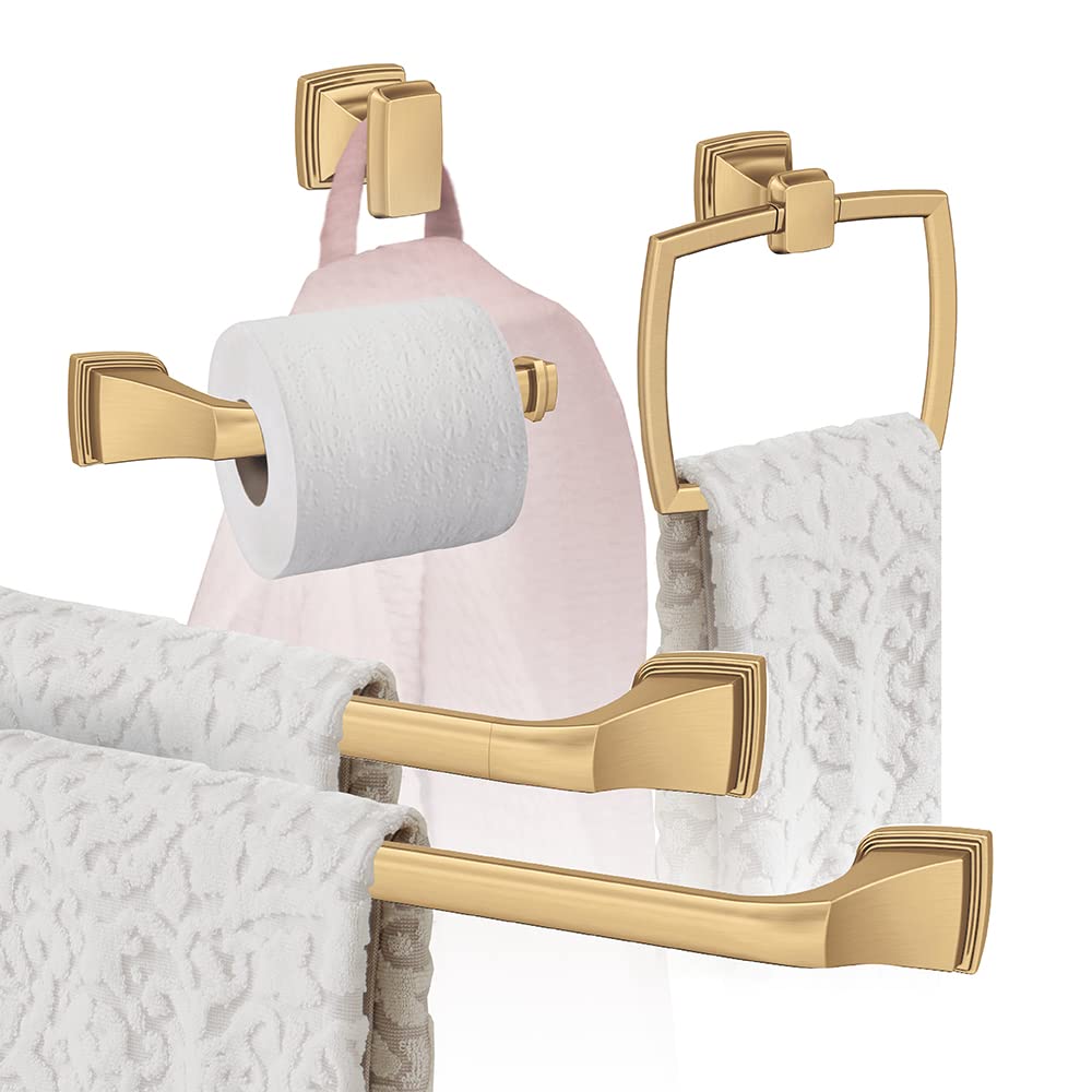 Amerock Champagne Bronze 5-Piece Bathroom Accessories Set - Modern Towel Bar, Toilet Paper Holder & More for Elegant Bathroom Decor