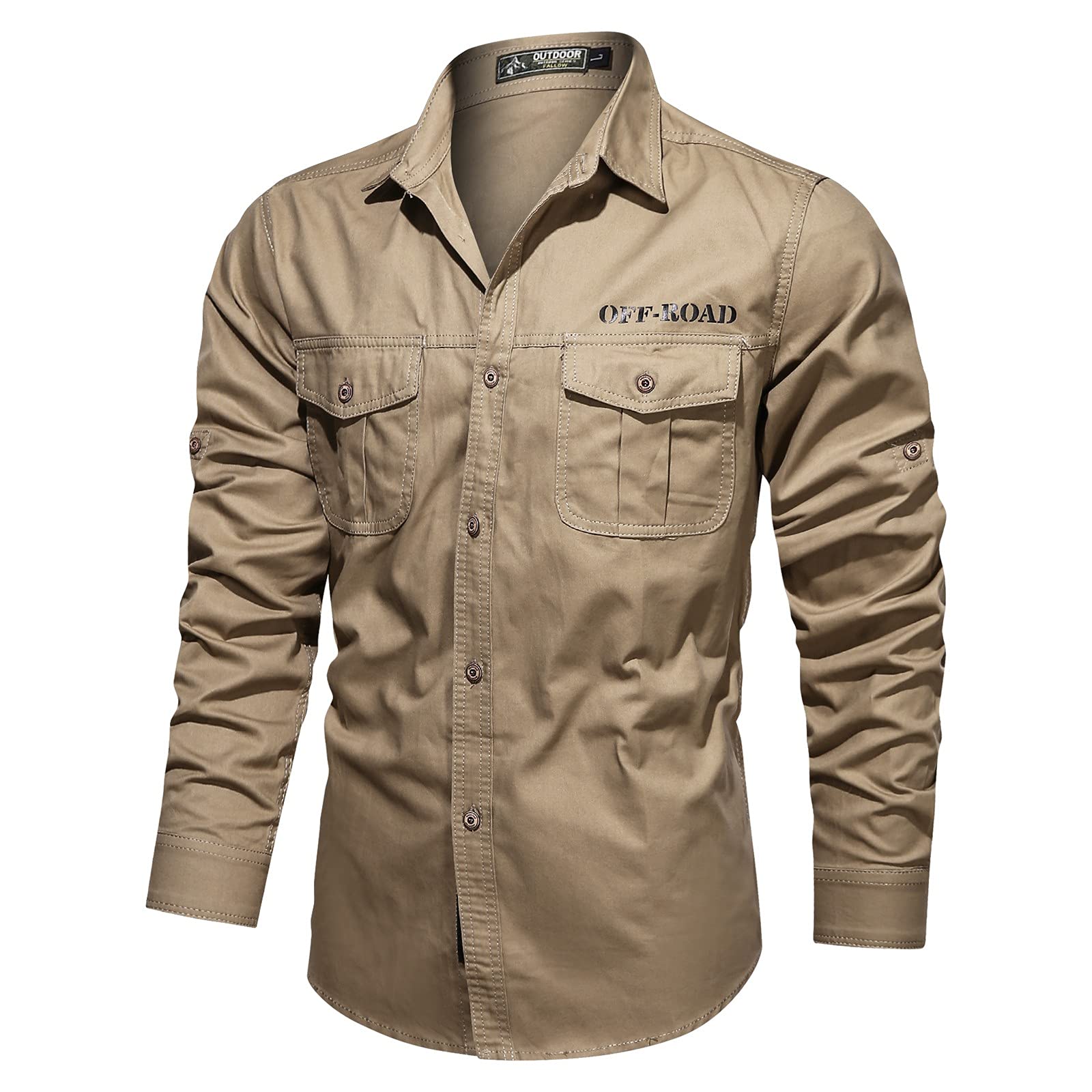 Men's Cotton Military Style Long Sleeve T-Shirts - Outdoor & Casual Wear