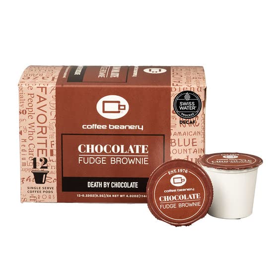 Decaf Chocolate Fudge Brownie Coffee Pods | Medium Roast Arabica Coffee | 12 Count | Perfect for Afternoon Relaxation & Dessert Pairing