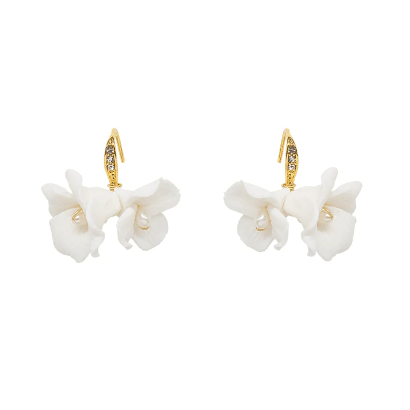 Elegant Porcelain Flower Earrings for Brides - Handcrafted Wedding Jewelry A9789 | Perfect for Bridal Accessories, Wedding Ceremonies & Special Occasions
