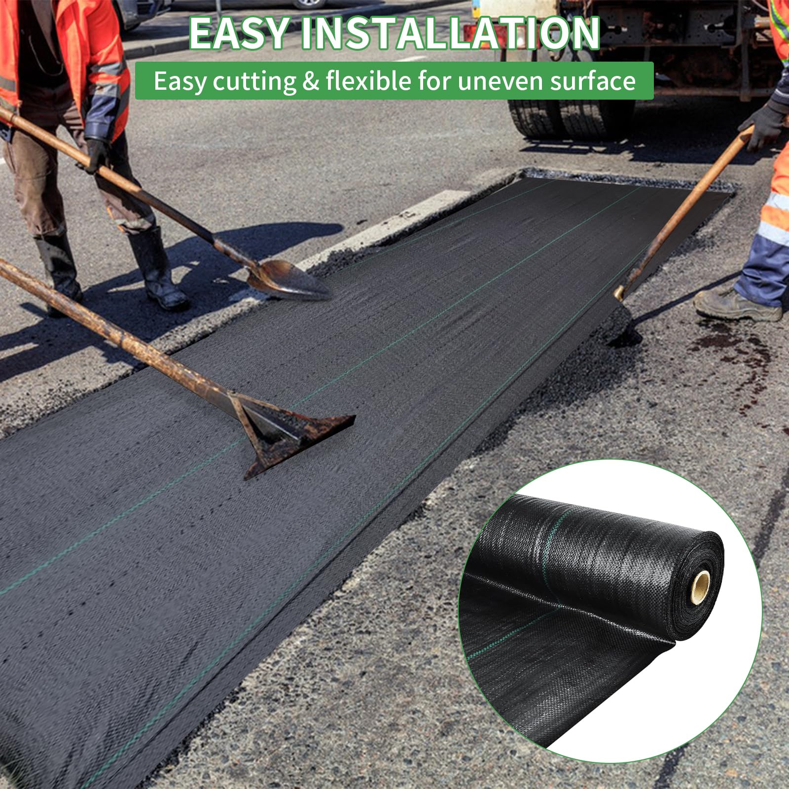 **Mupera Premium 3.8oz Woven PP Weed Barrier Fabric - 6ft x 300ft Black Landscape Ground Cover for Gardening, Driveway & Weed Control | Durable Geotextile Mat for Yards, Flower Beds & Pathways**