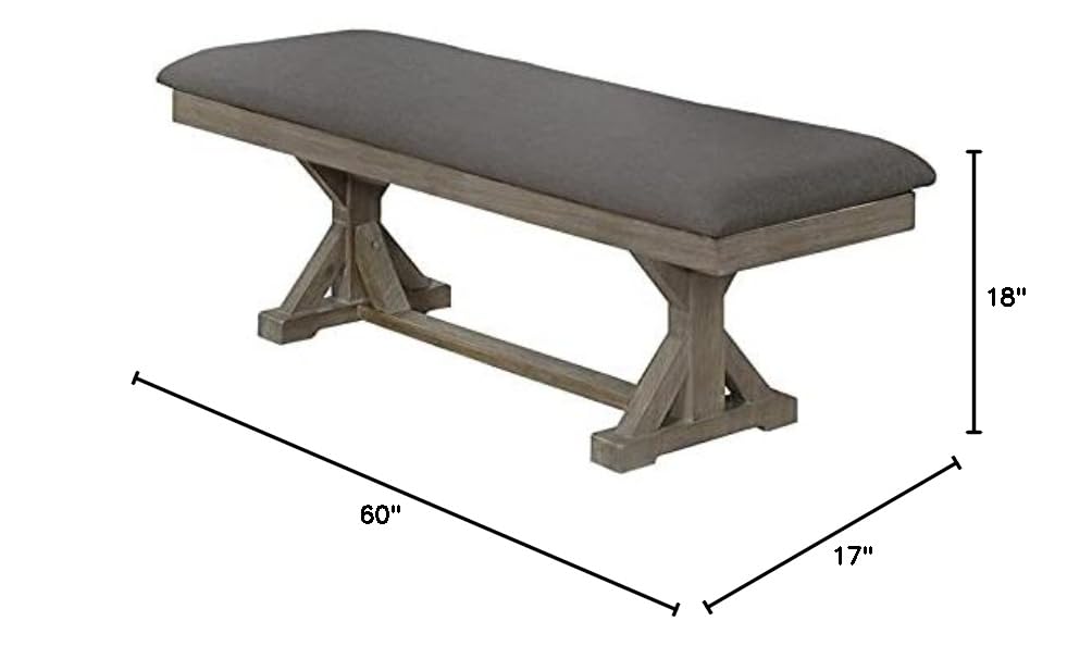Premium Solid Wood Dining Bench - Single Seat, Comfortable Gray Finish - Perfect for Kitchen, Dining Room, and Breakfast Nook