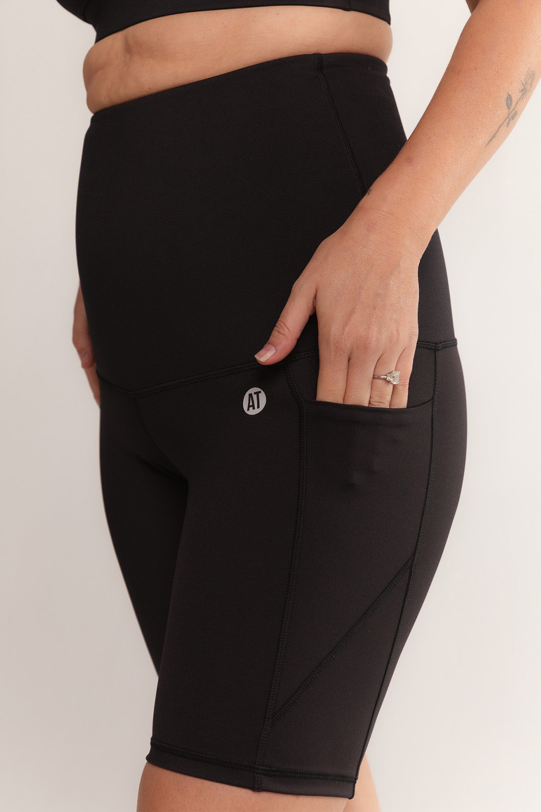 Postpartum Recovery Bike Shorts with Pockets - High Waisted Black Workout Shorts for Women | Perfect for Post Pregnancy Exercise, Yoga & Comfortable Daily Wear