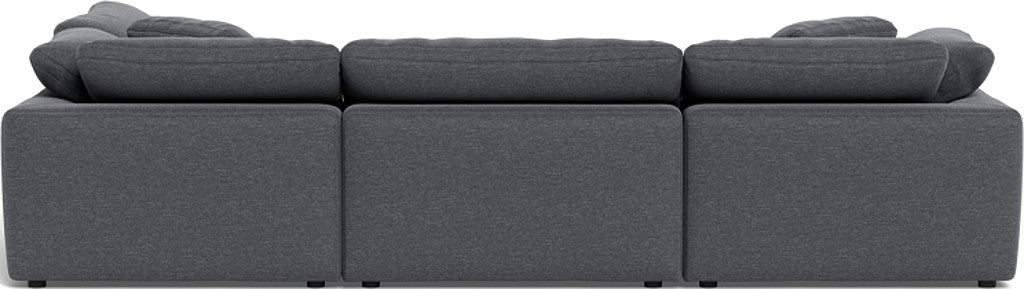Fluffy 4-Piece Sectional Sofa with Ottoman - Modern L-Shaped Couch Set for Living Room, Family Room & Apartment - Soft Fabric Upholstery, Comfortable Seating for Relaxing & Entertaining