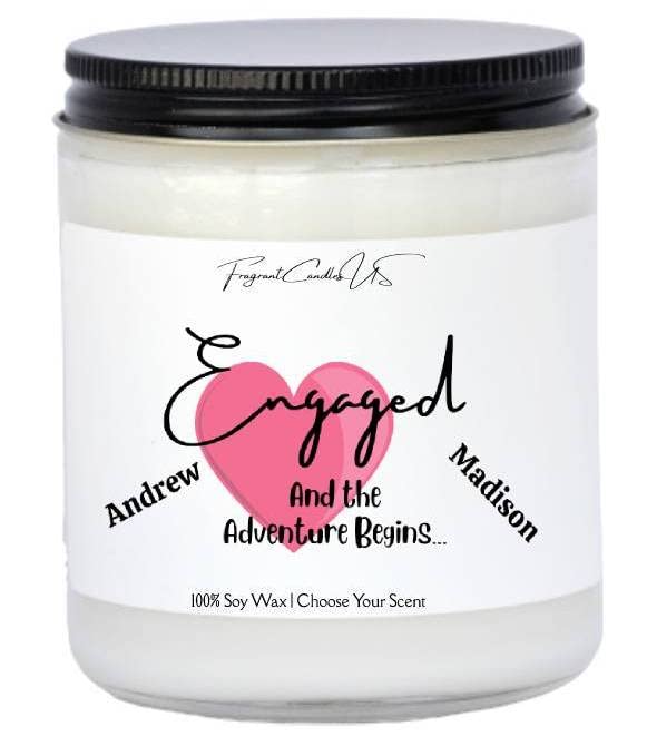 Personalized Engagement Gifts for Bride & Couple - Custom Wedding & Bridal Shower Presents - Romantic Engagement Candles - Perfect for Engagement Parties, Bridal Showers & Wedding Celebrations