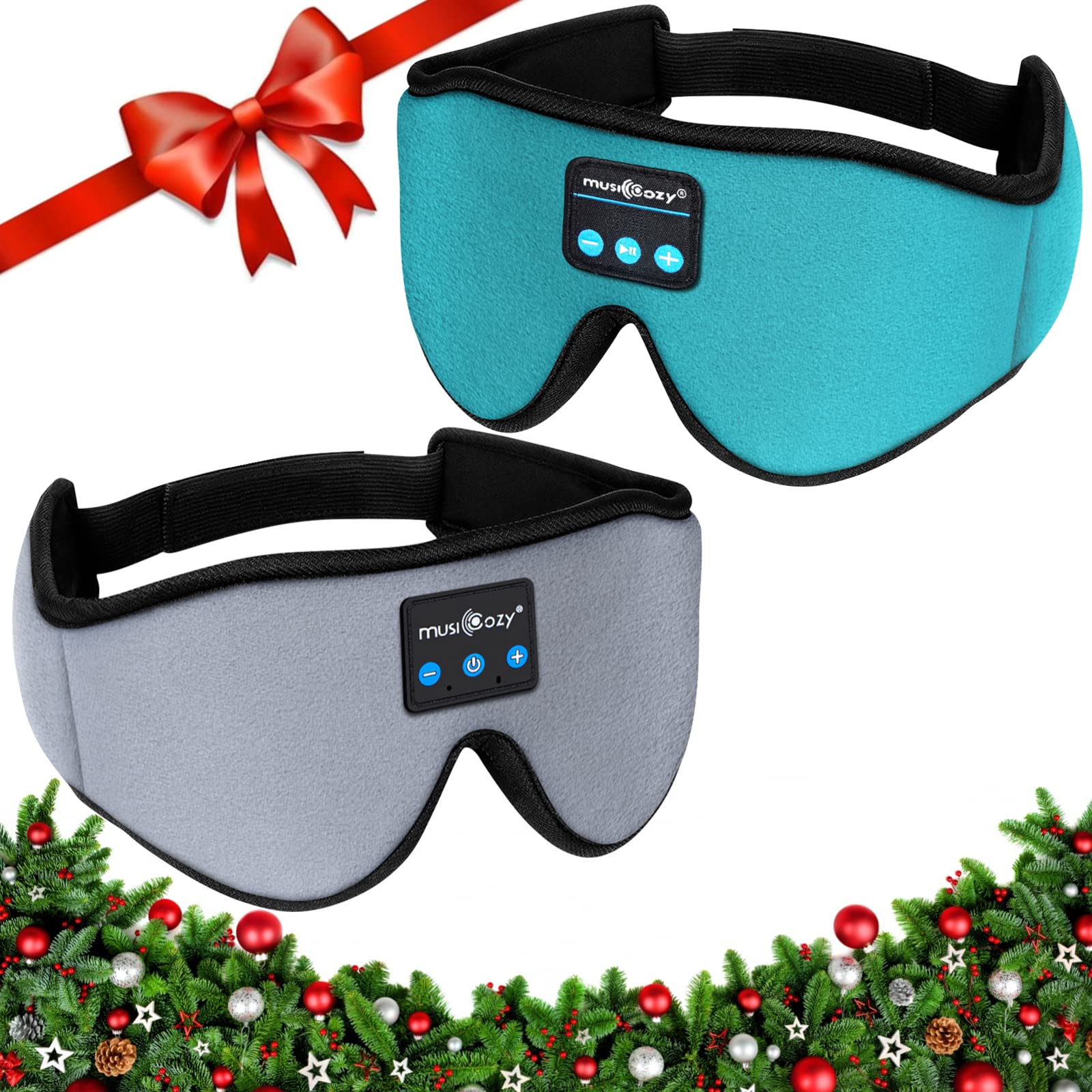 Musicozy Bluetooth 5.4 Sleep Headphones Wireless Headband with Eye Mask - Comfortable Sleeping Earbuds for Men & Women, Perfect for Travel, Office & Relaxation - Cool Tech Gadgets Gift Set (Pack of 2)