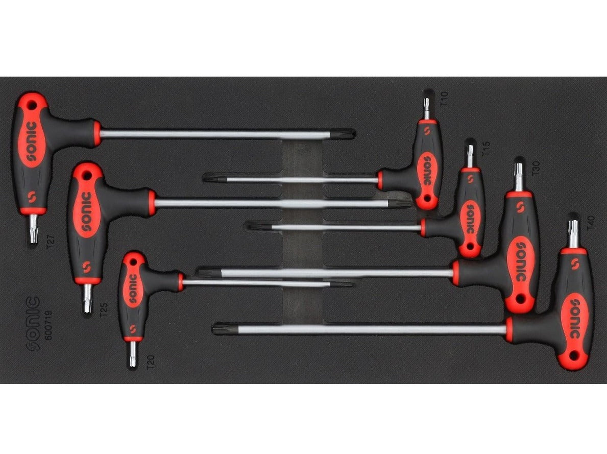 Sonic Foam System T Handle TX Key Wrench Set - 7 Piece 1/3 (Small) Torx Screwdriver Kit for Electronics, Phones & Small Appliances Repair