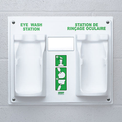 Emergency Eye Wash Station - Double Plaque with Eye Wash Label for Workplace Safety & First Aid Compliance