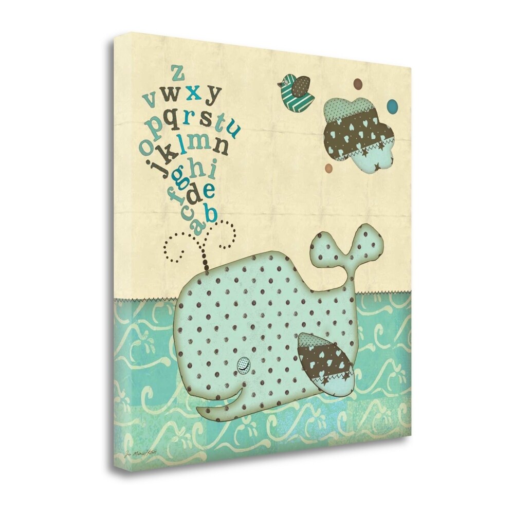 Alphabe Whale Fine Art Giclee Print by Jo Moulton - Gallery Wrapped Canvas Wall Art - Ready to Hang - Perfect for Living Room, Nursery & Office Decor