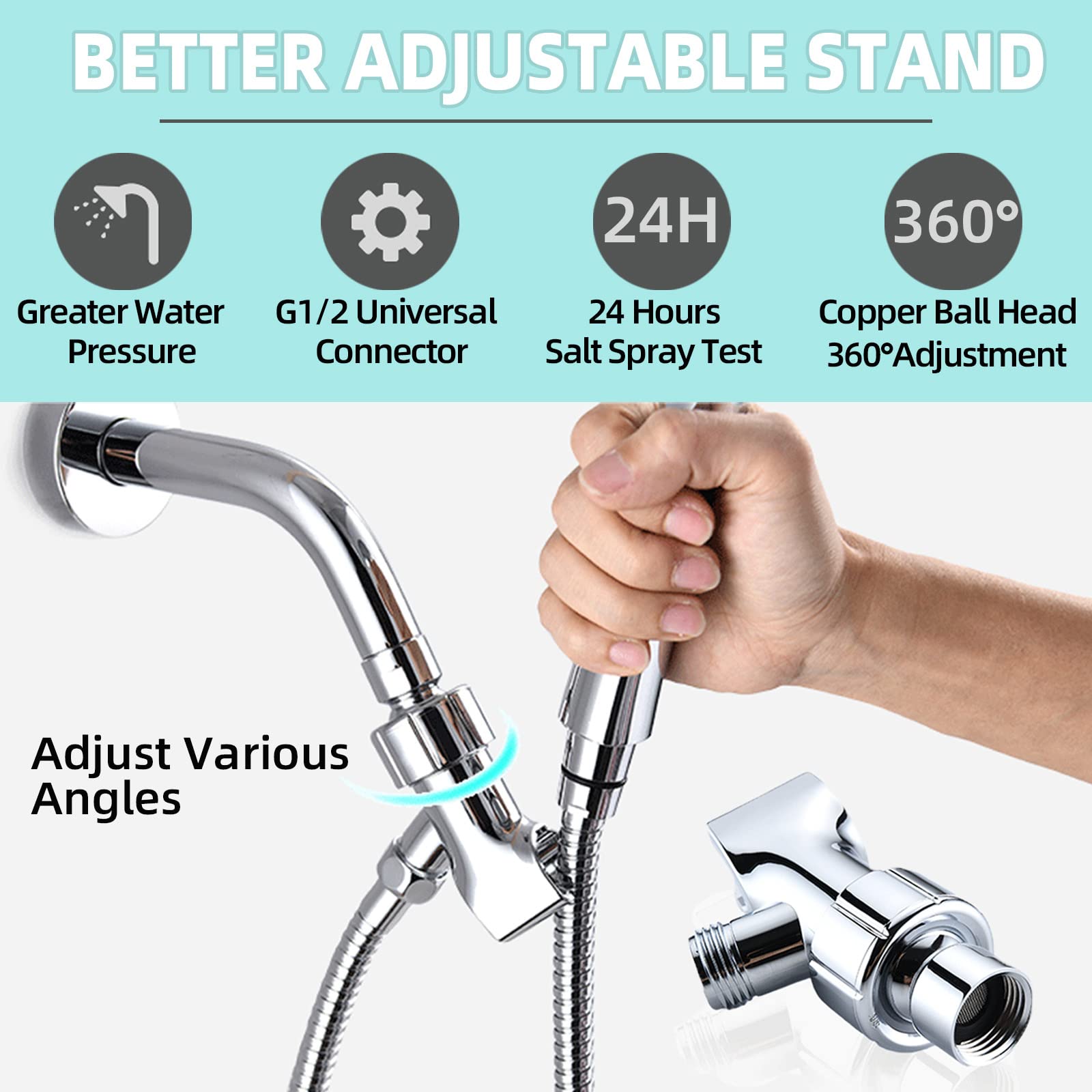 6-Setting High Pressure Handheld Shower Head with 59