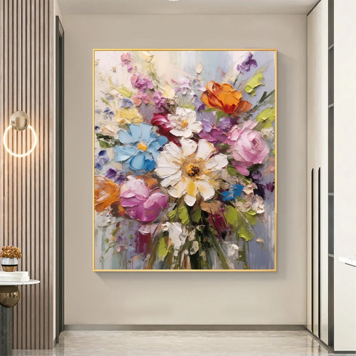 Floral and Tree Landscape Painting #FT185 - Handmade Canvas Art for Home Decor, Living Room, Bedroom & Office Wall