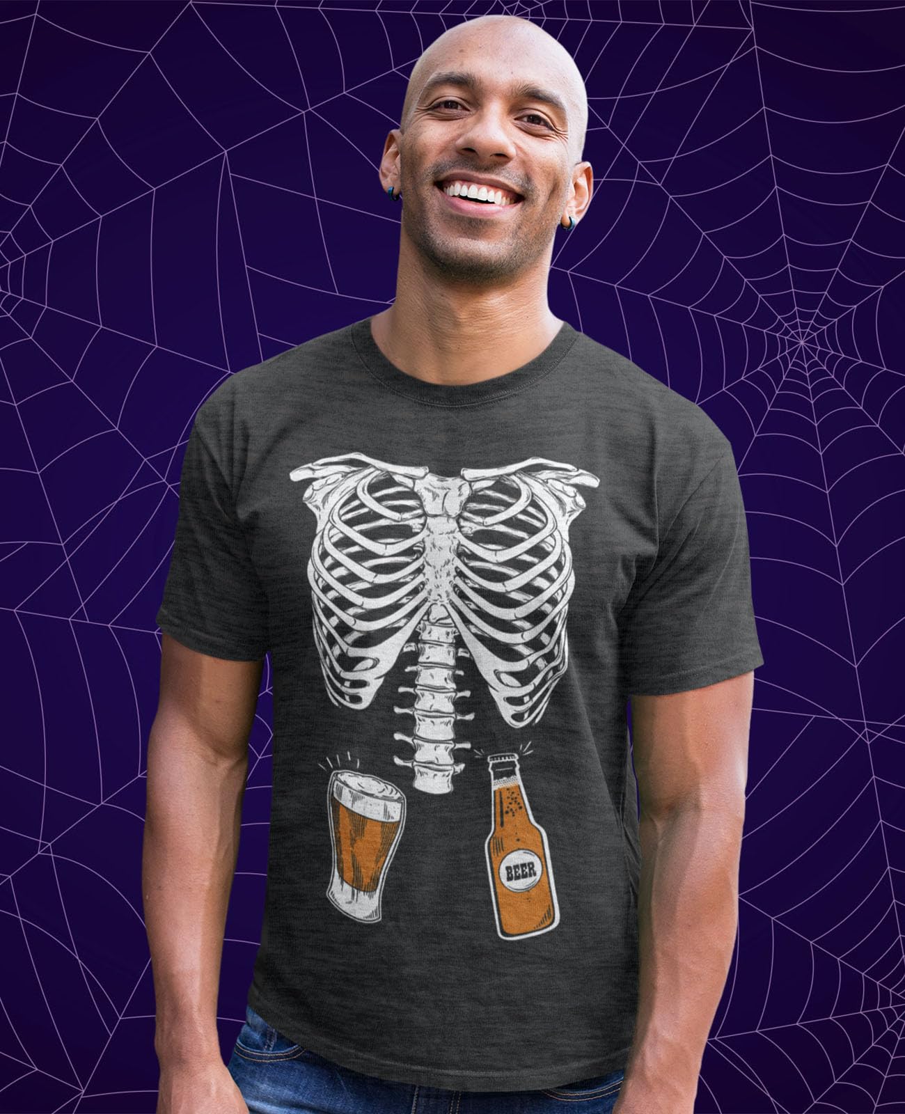 Halloween Maternity Costume - Skeleton Baby Boy & Xray Matching Couples Shirts for Pregnancy Photoshoot & Family Halloween Party