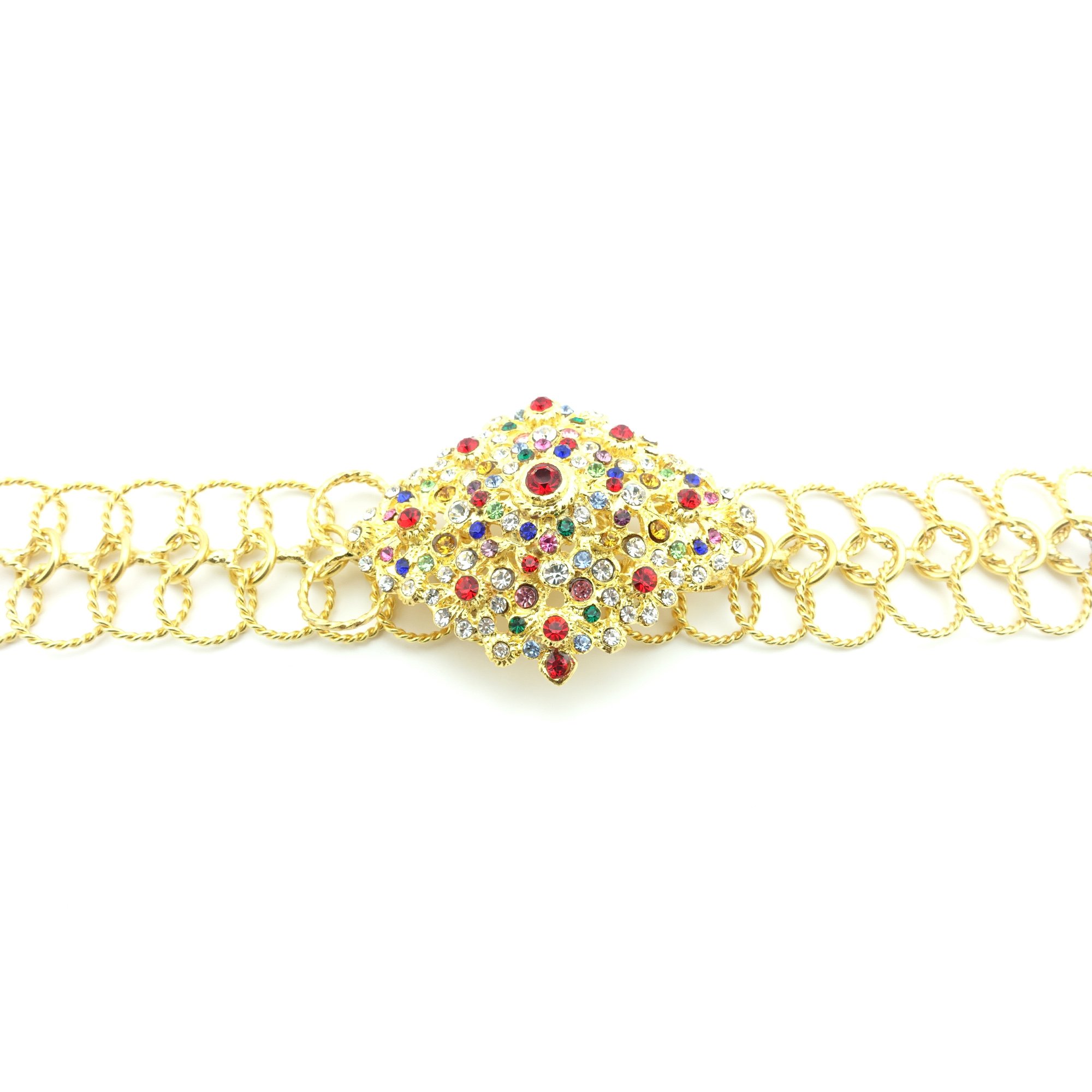 Thai Gold Plated Crystal Belt - Elegant Costume Accessory for Dances & Weddings
