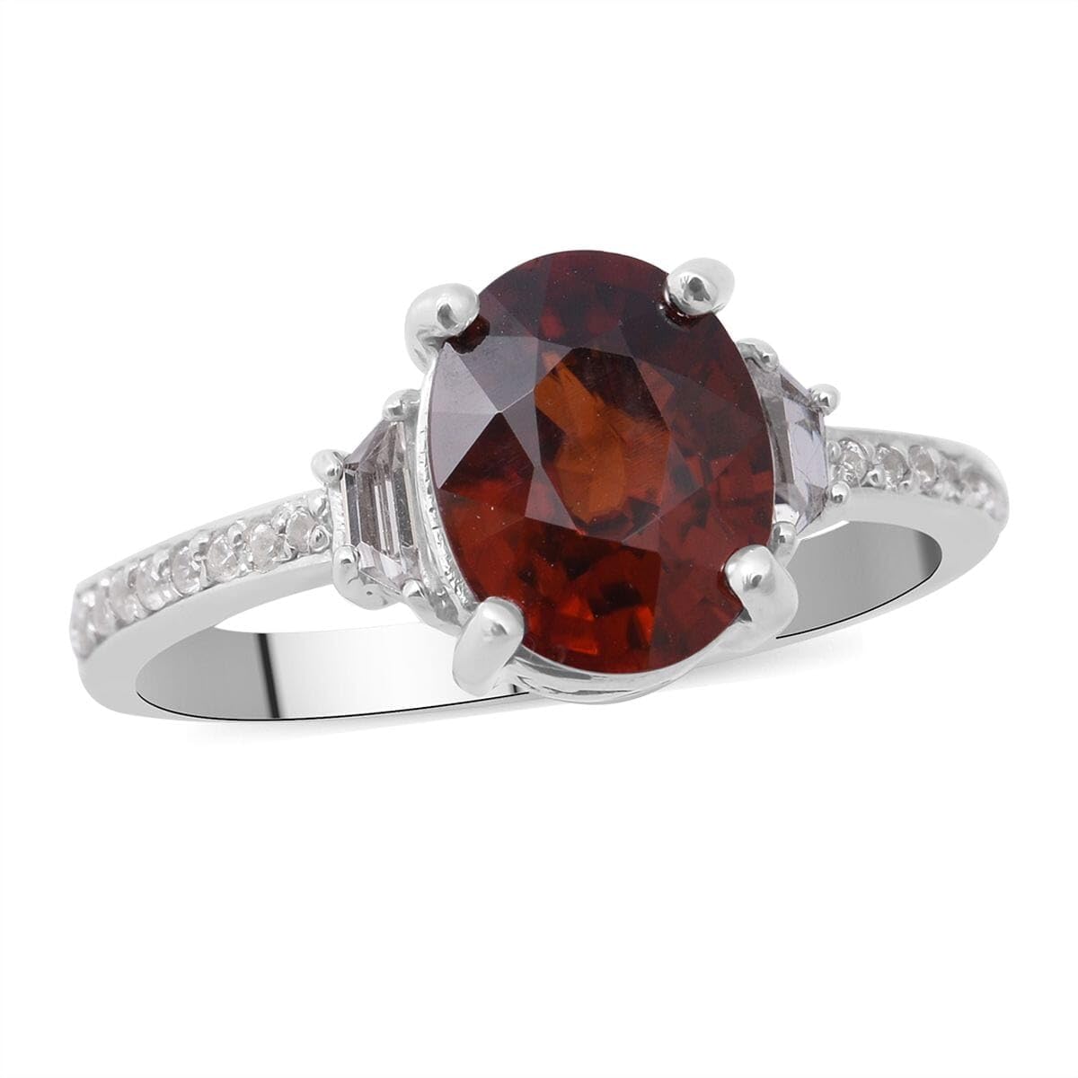 2.66 Carat Red & White Zircon 925 Sterling Silver Platinum Plated Ring for Women - Size 5 | Engagement, Anniversary, Wedding, Promise & Birthday Gift | Perfect for Romantic Occasions, Proposals & Special Celebrations
