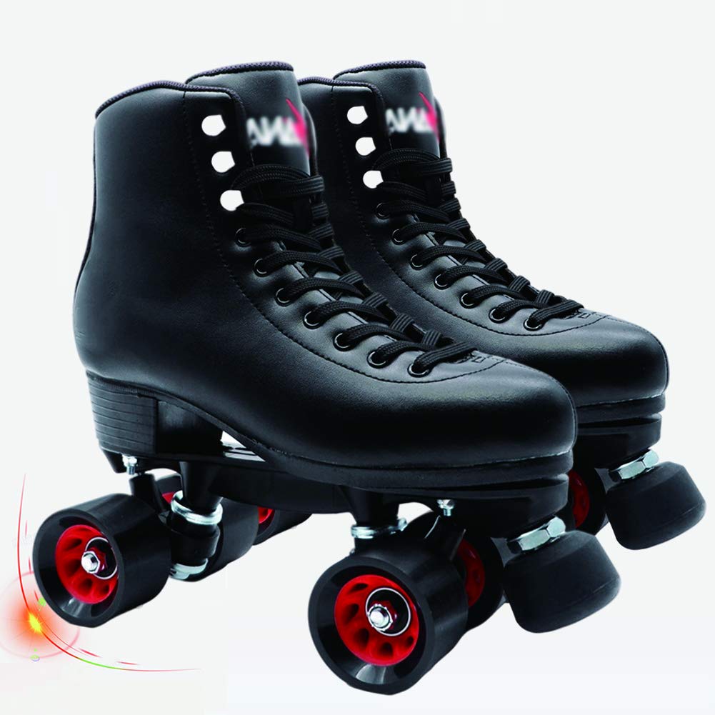 High-Top Speed Roller Skates for Teens - Comfortable Double Row Four Wheels Derby Skates for Beginners (Boys & Girls, Unisex) - Perfect for Roller Rinks, Outdoor Skating & Sports Training