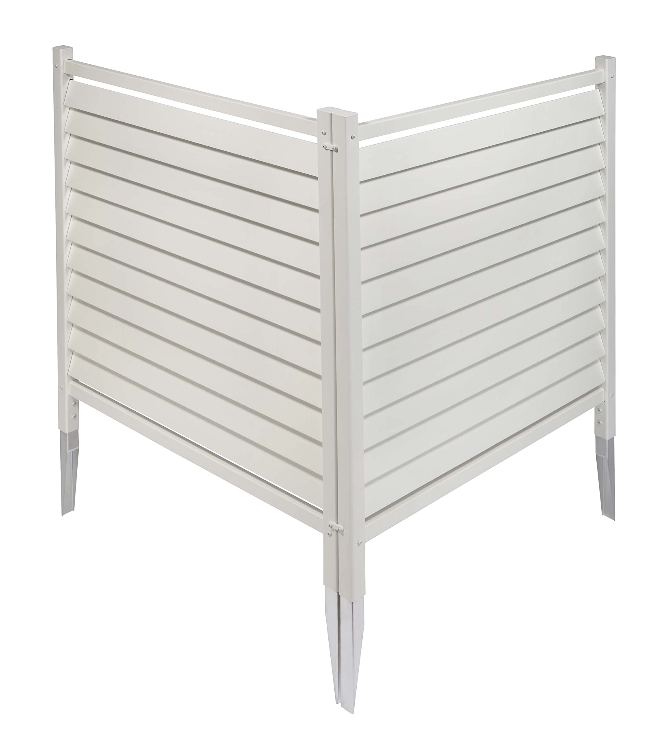 44in H x 36in W (2 Panels) No Dig Enclosure Waverly White Vinyl Privacy Screen - Outdoor Privacy Fence for Trash Cans, AC Units, Pool Equipment & Backyard Decoration - Easy Installation No Dig Design - EC18010