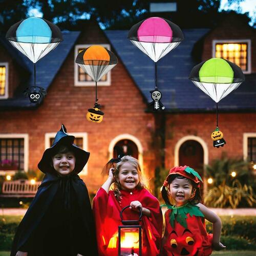 6 Pack Halloween Parachute Toys & 360 Halloween Temporary Tattoos Bundle - Fun Party Favors for Kids, Trick or Treat Gifts, Classroom Prizes & Halloween Festivities