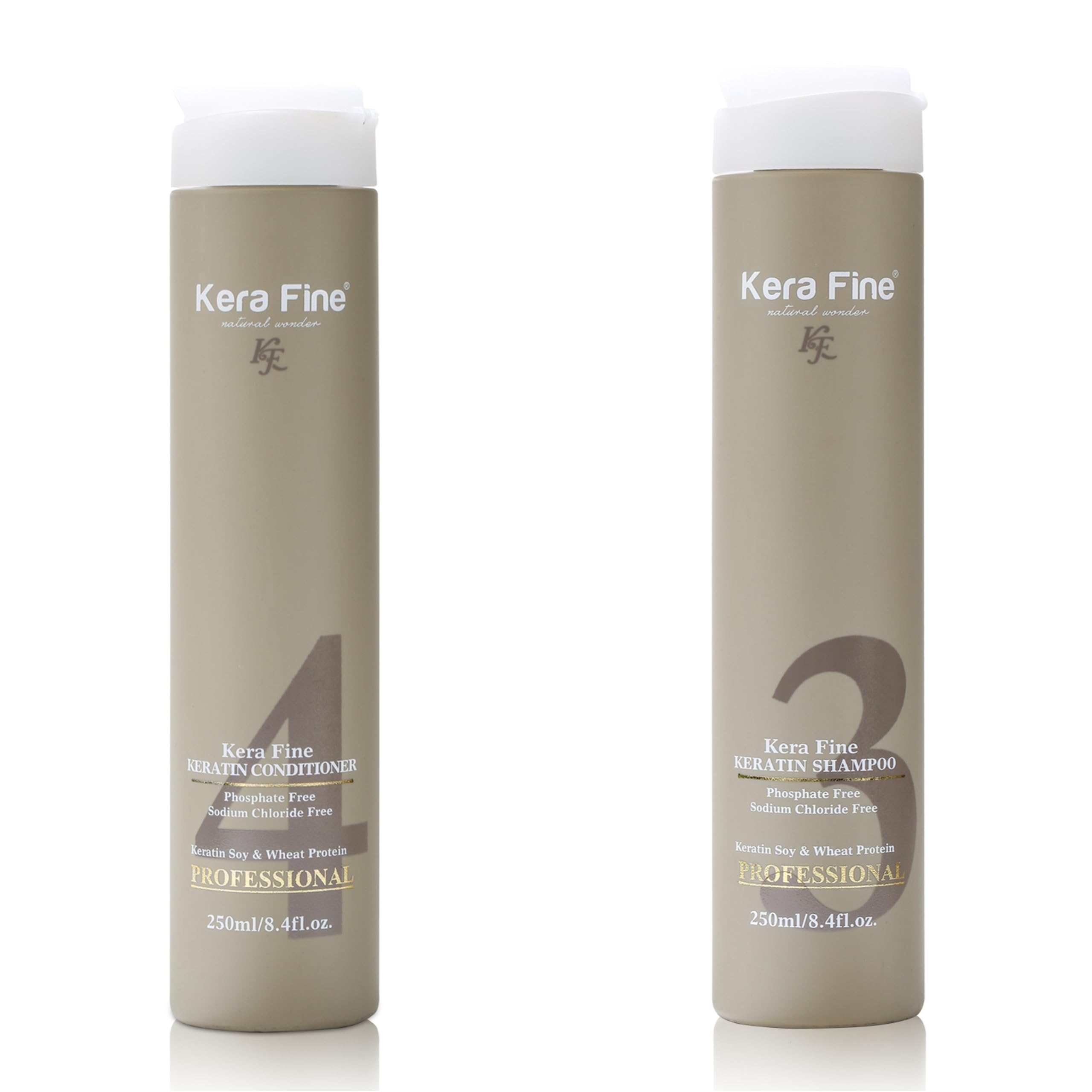 KERA FINE Sulfate-Free Shampoo & Conditioner Combo Pack (250ml+250ml) - Paraben & Phosphate Free, No Sodium Chloride - Ultra Shine Hydrating Hair Care with Keratin, Soy & Wheat Protein - Perfect for Damaged, Dry & Frizzy Hair at Home or Salon